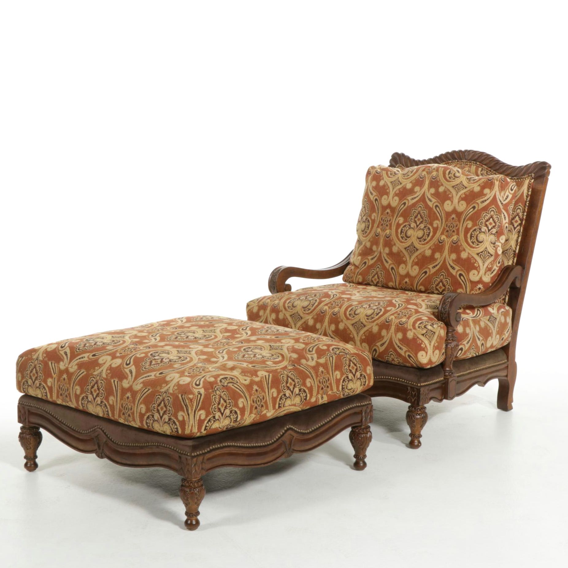 Century Furniture Louis XV Style Berger Chair and Ottoman
