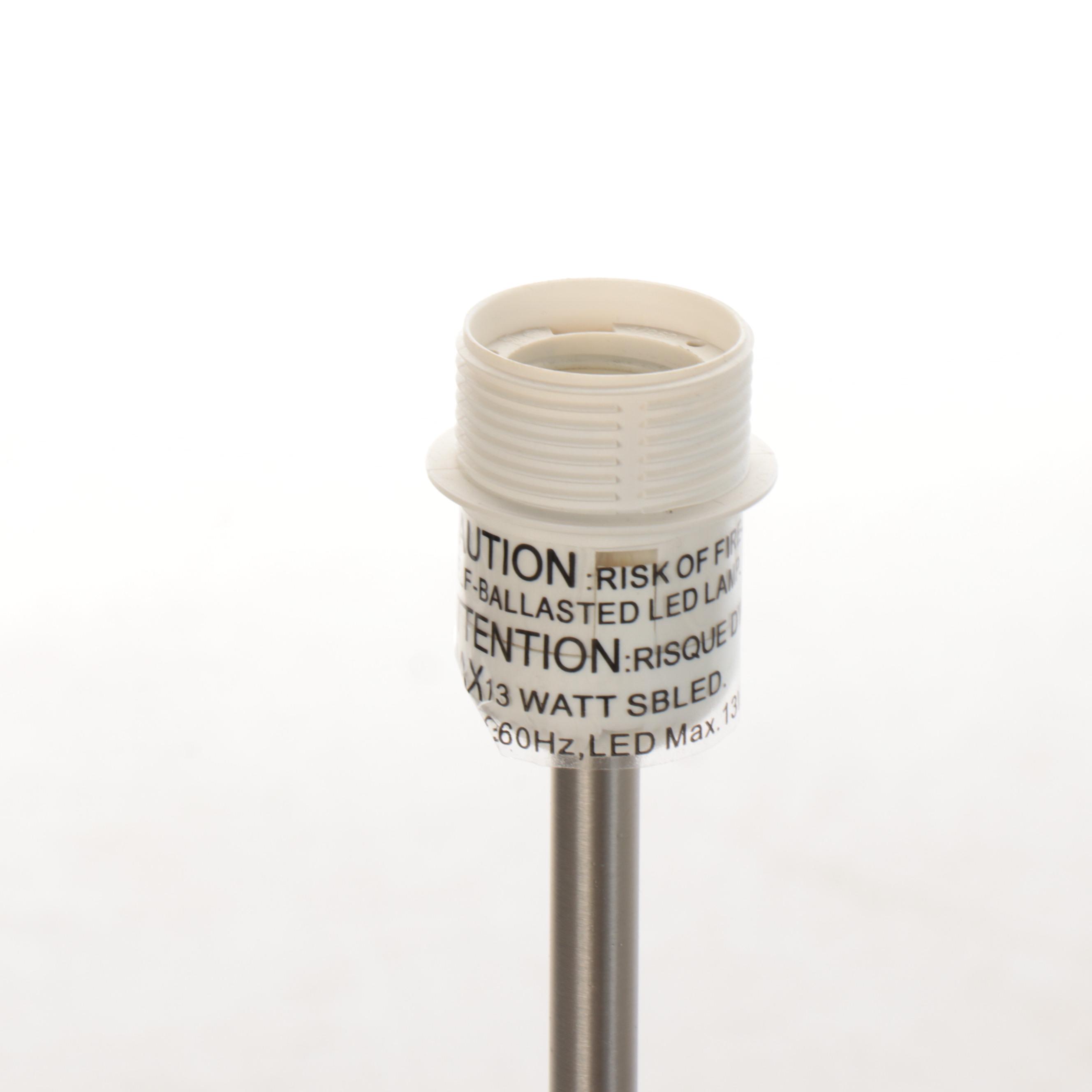 IKEA Brushed Nickle Adjustable Table Lamps with Cotton Drum Shades