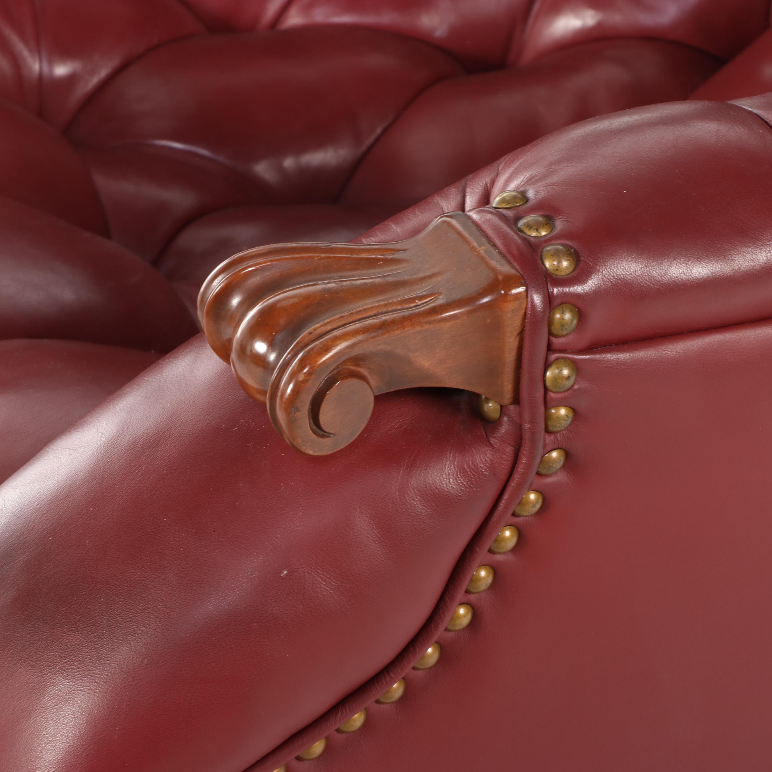 Carl Forslund "Rip Van Lee" Cherrywood & Button-Down Leather Armchair w/ Ottoman