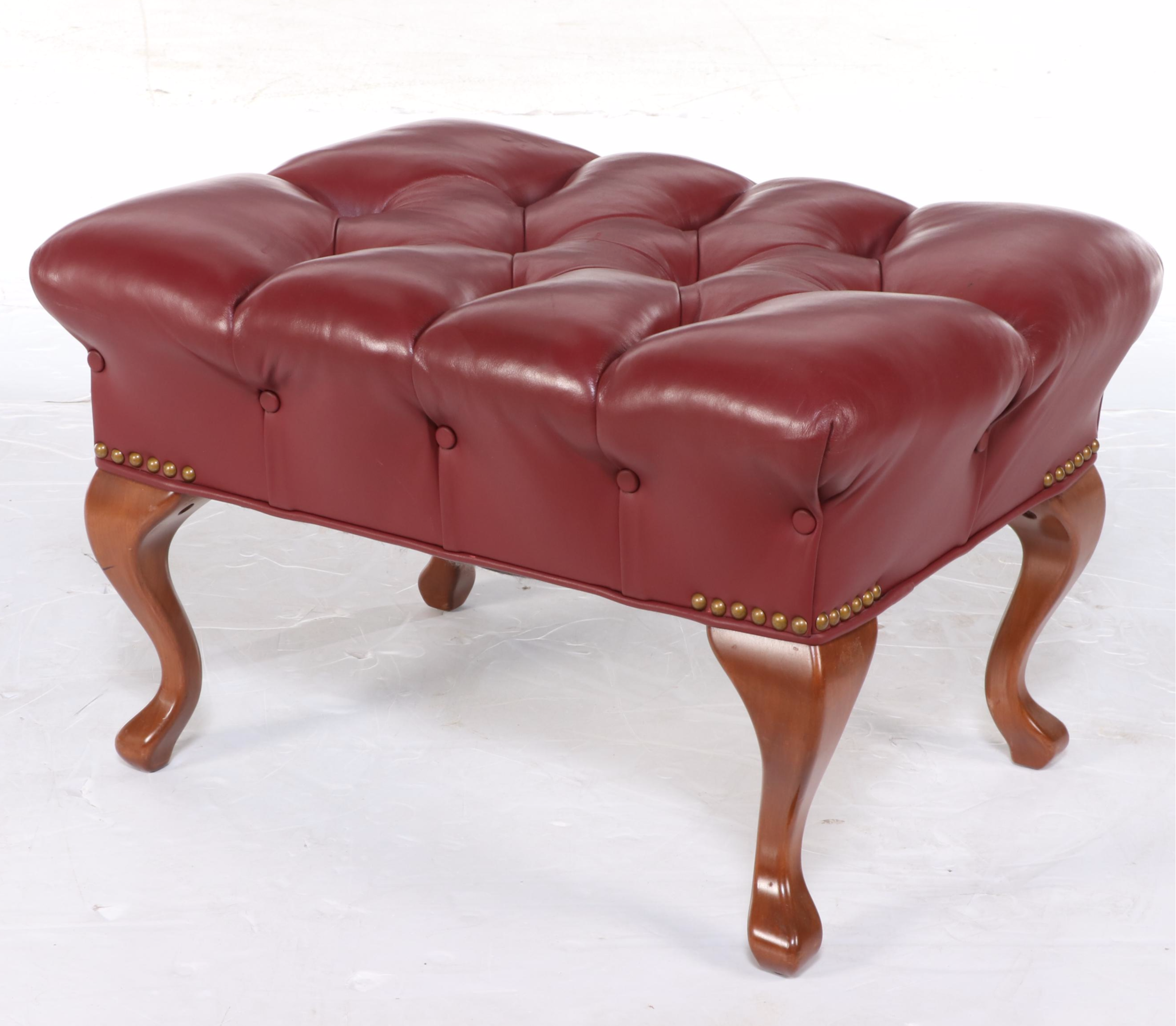 Carl Forslund "Rip Van Lee" Cherrywood & Button-Down Leather Armchair w/ Ottoman