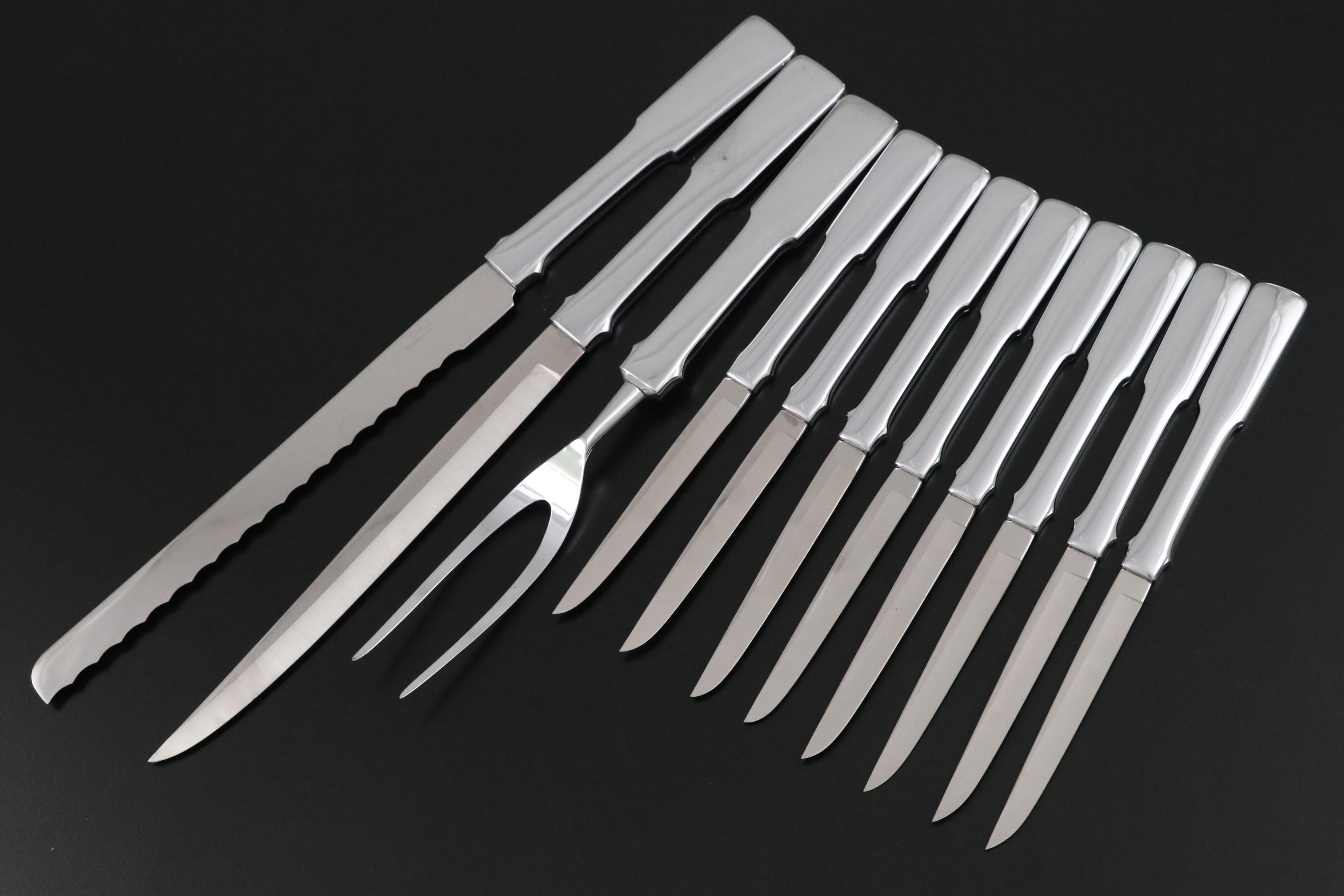 Towle Stainless Steel Carving Set and Steak Knives