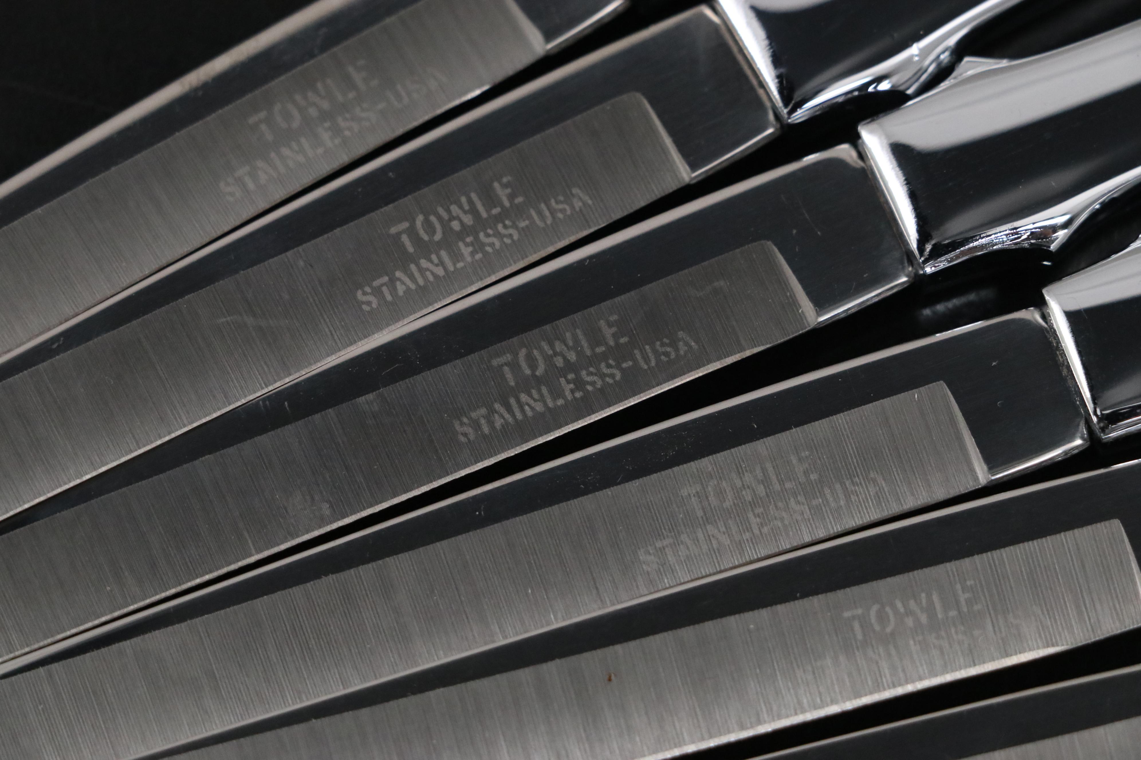 Towle Stainless Steel Carving Set and Steak Knives