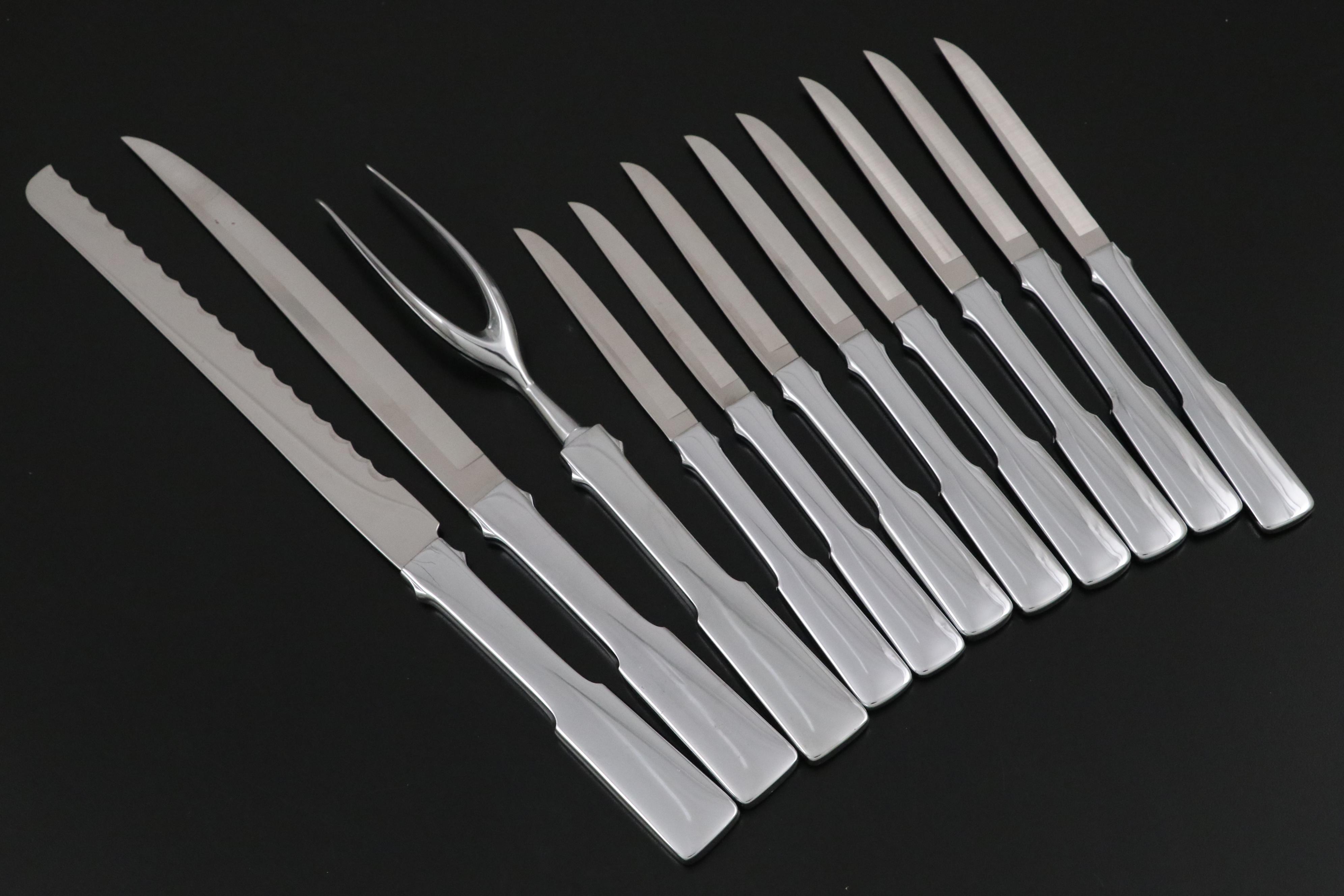 Towle Stainless Steel Carving Set and Steak Knives