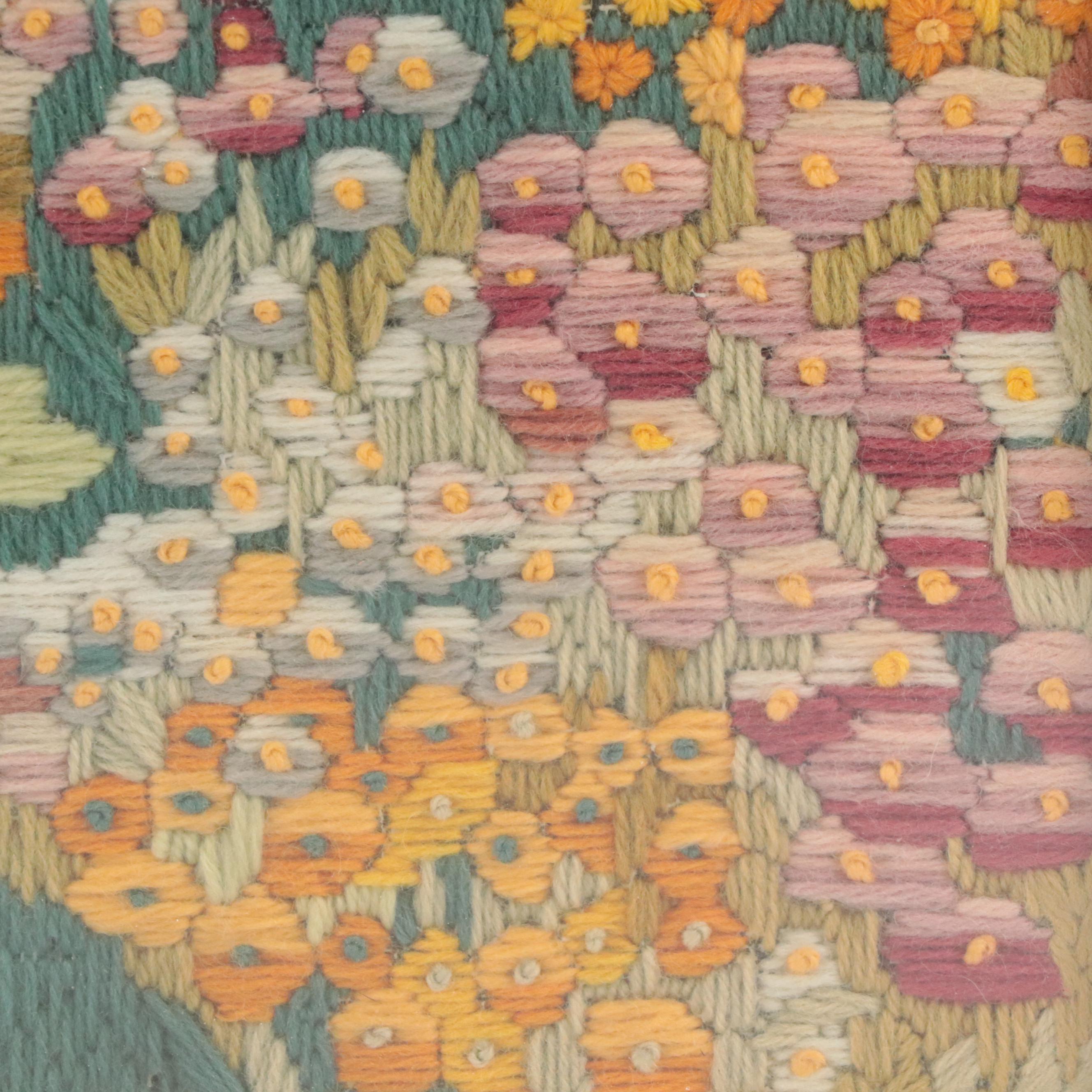 Framed Needlepoint of Garden Scene