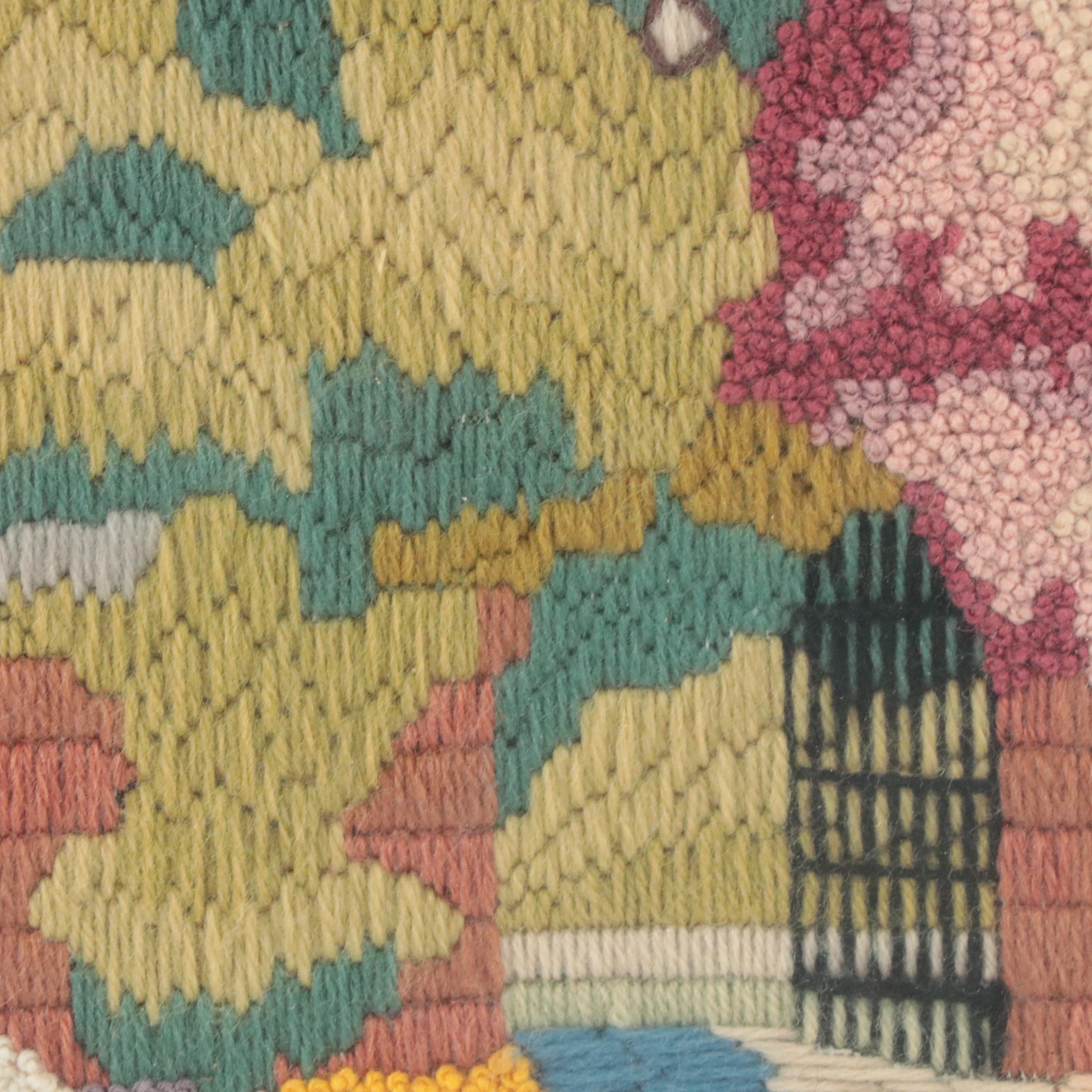 Framed Needlepoint of Garden Scene