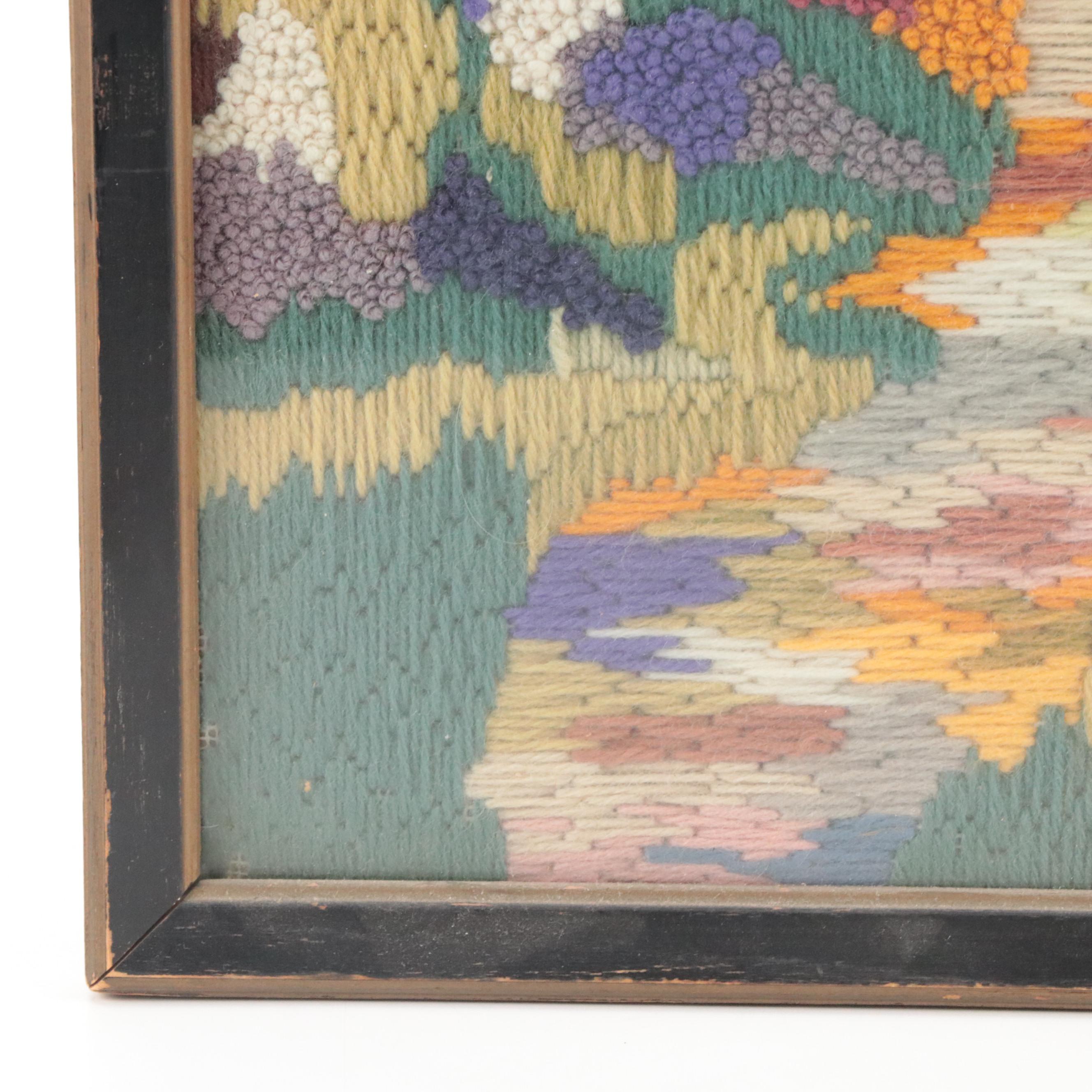 Framed Needlepoint of Garden Scene