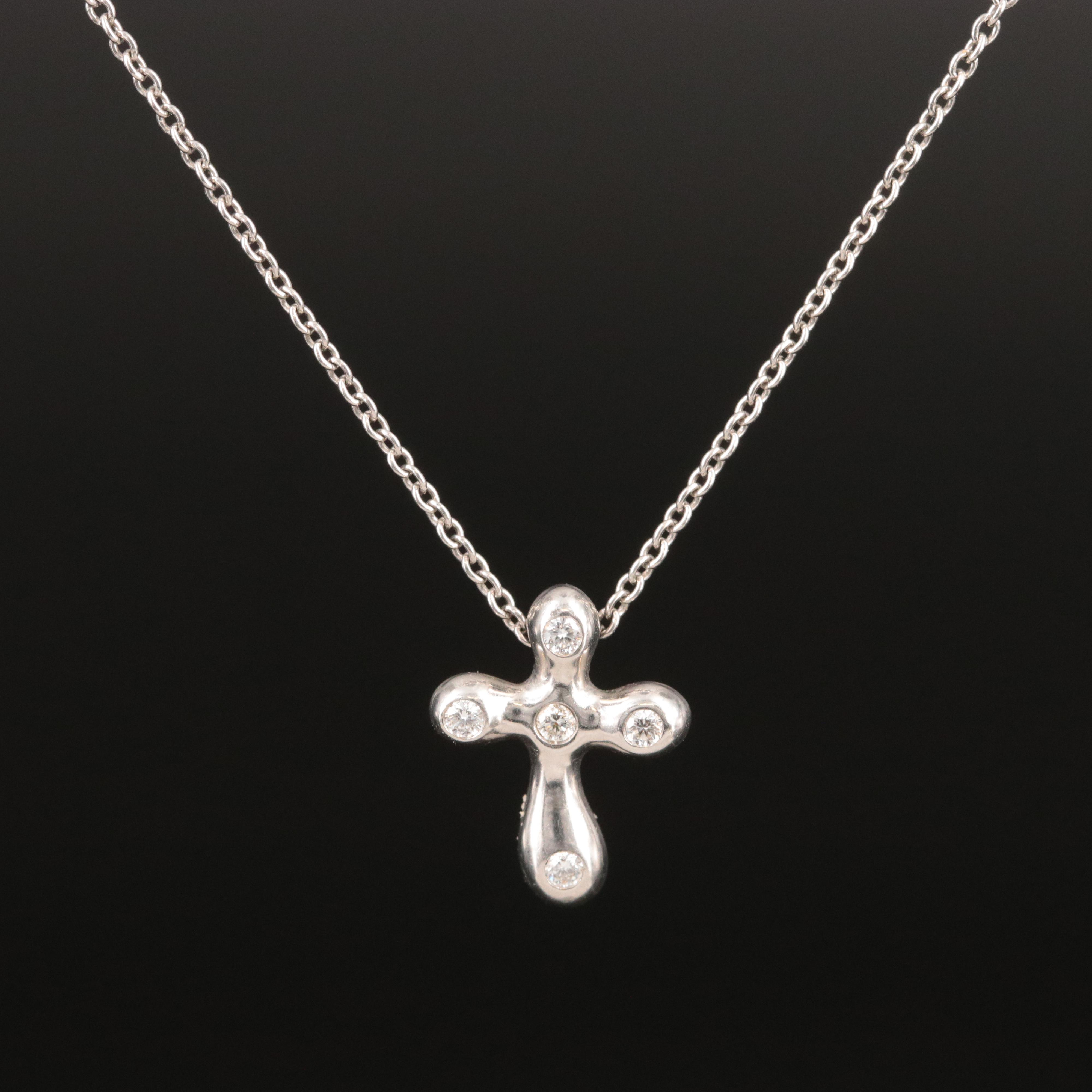 Elsa Peretti for Tiffany & Co. Platinum Diamond Cross Necklace