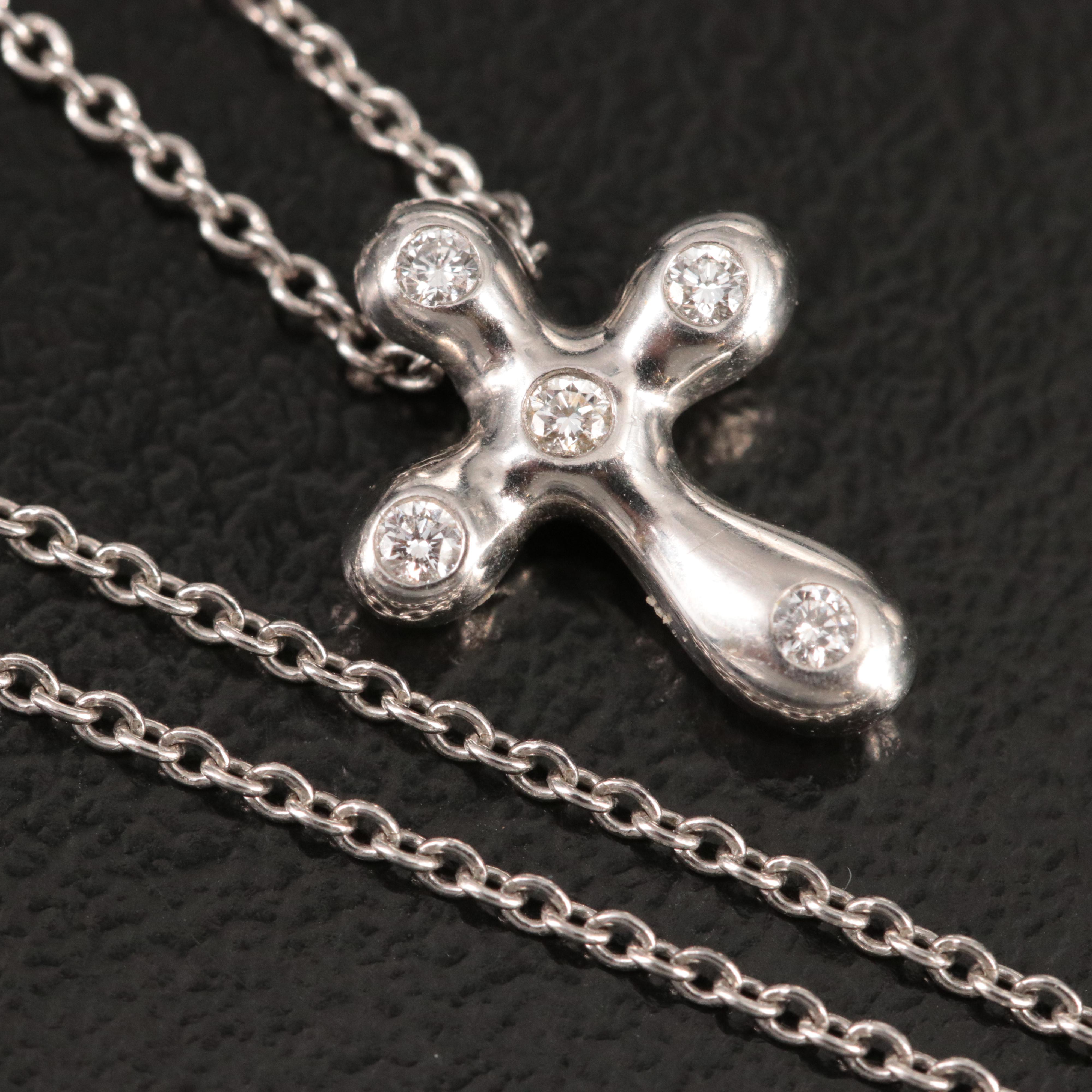 Elsa Peretti for Tiffany & Co. Platinum Diamond Cross Necklace