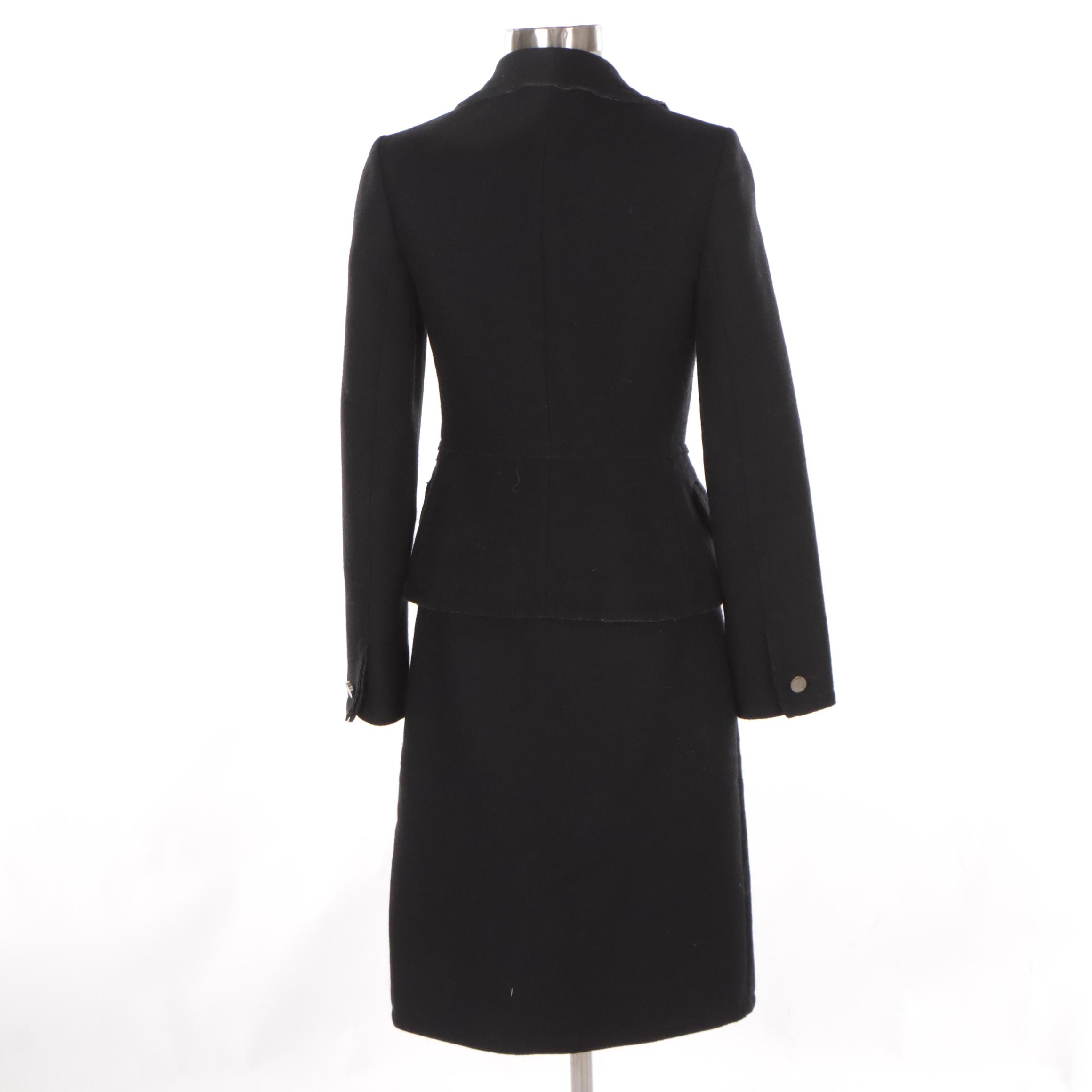 Prada Black Two-Piece Button-Front Jacket and Skirt Set