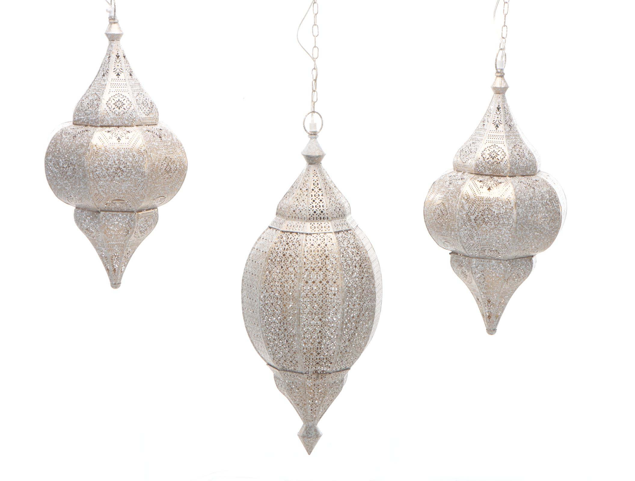 Arhaus "Marrakesh" Pierced Distressed Finish Metal Pendants Lights
