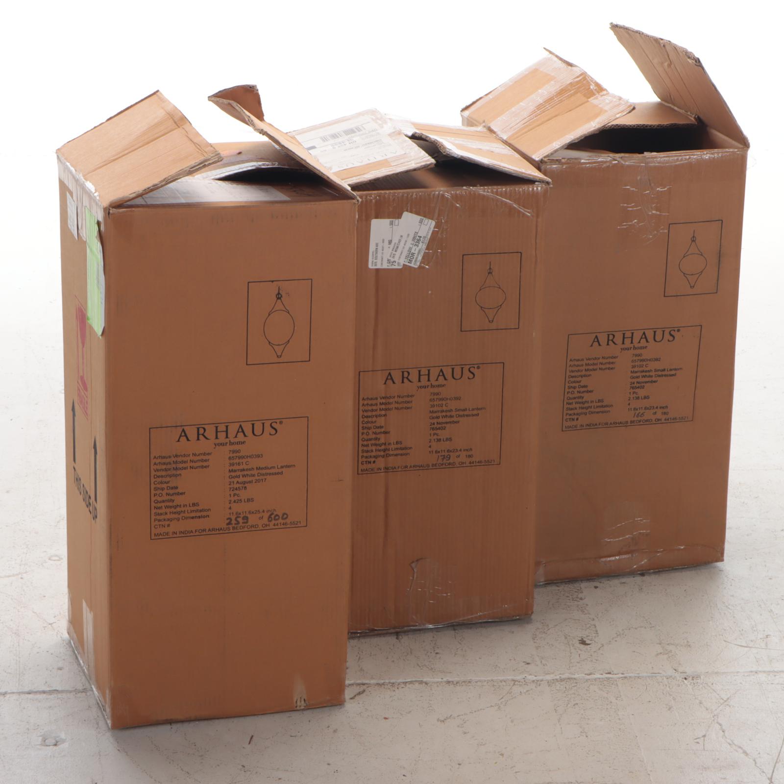 Arhaus "Marrakesh" Pierced Distressed Finish Metal Pendants Lights