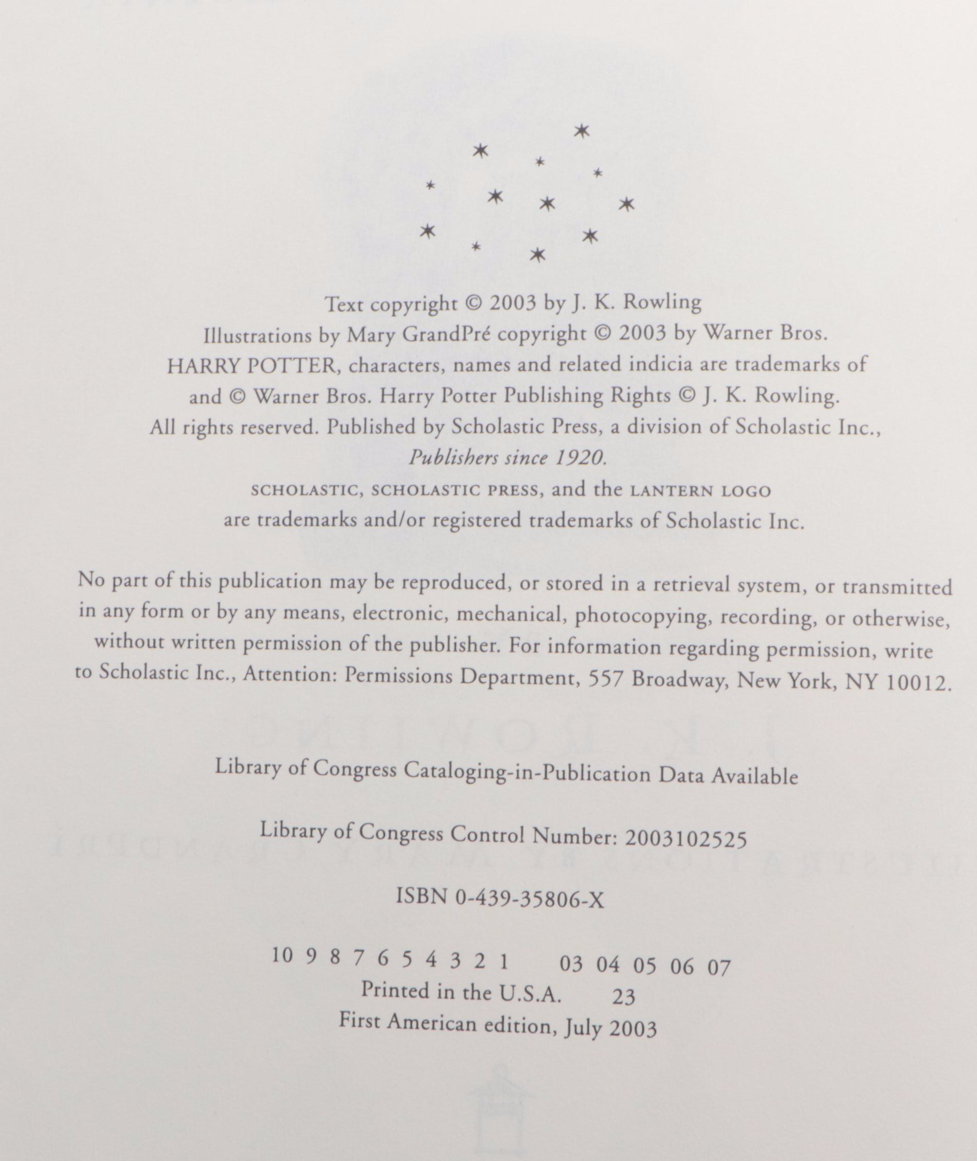 First American Edition "Harry Potter" Complete Series by J. K. Rowling