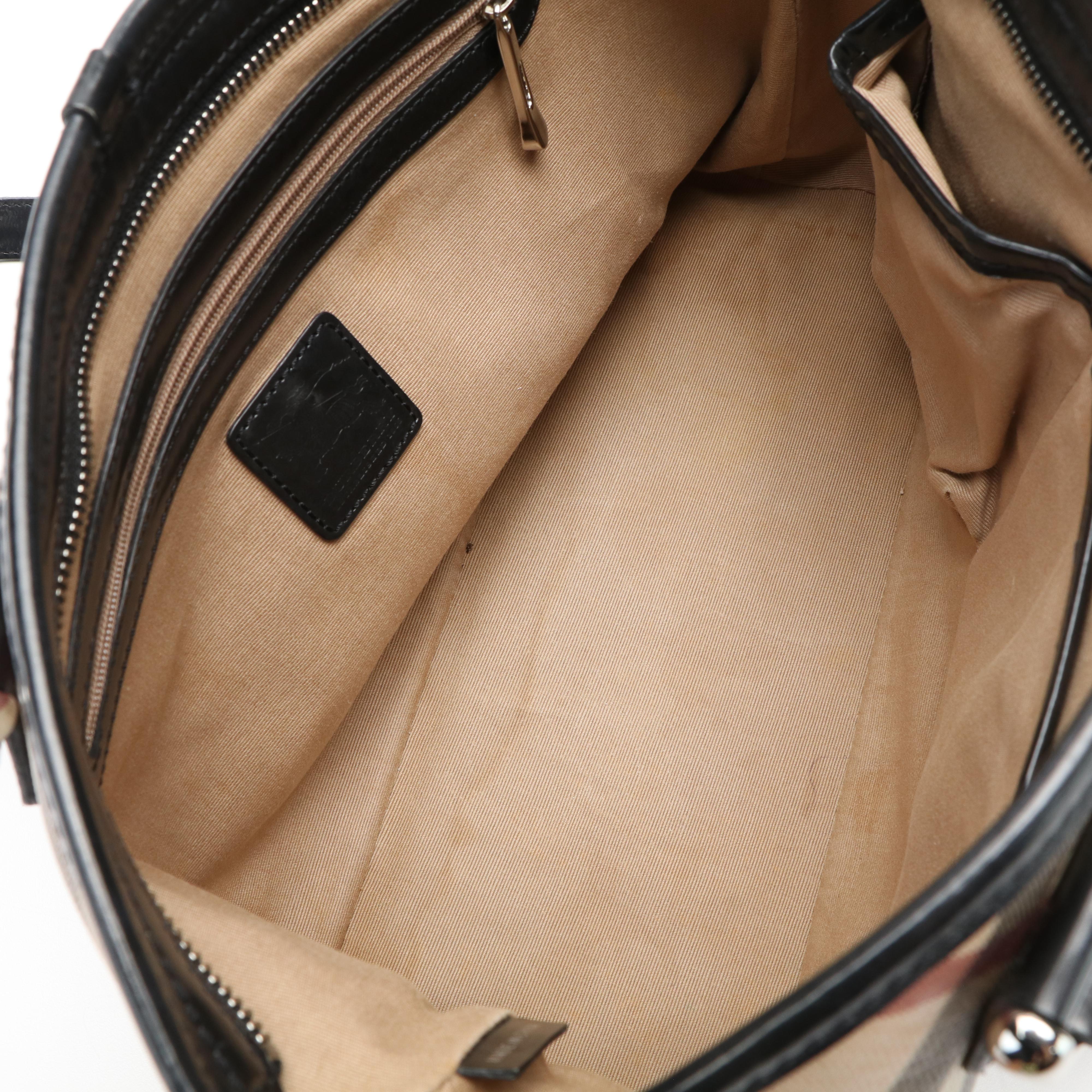 Burberry Regent  Shoulder Bag in Nova Check Coated Canvas  and Patent Leather