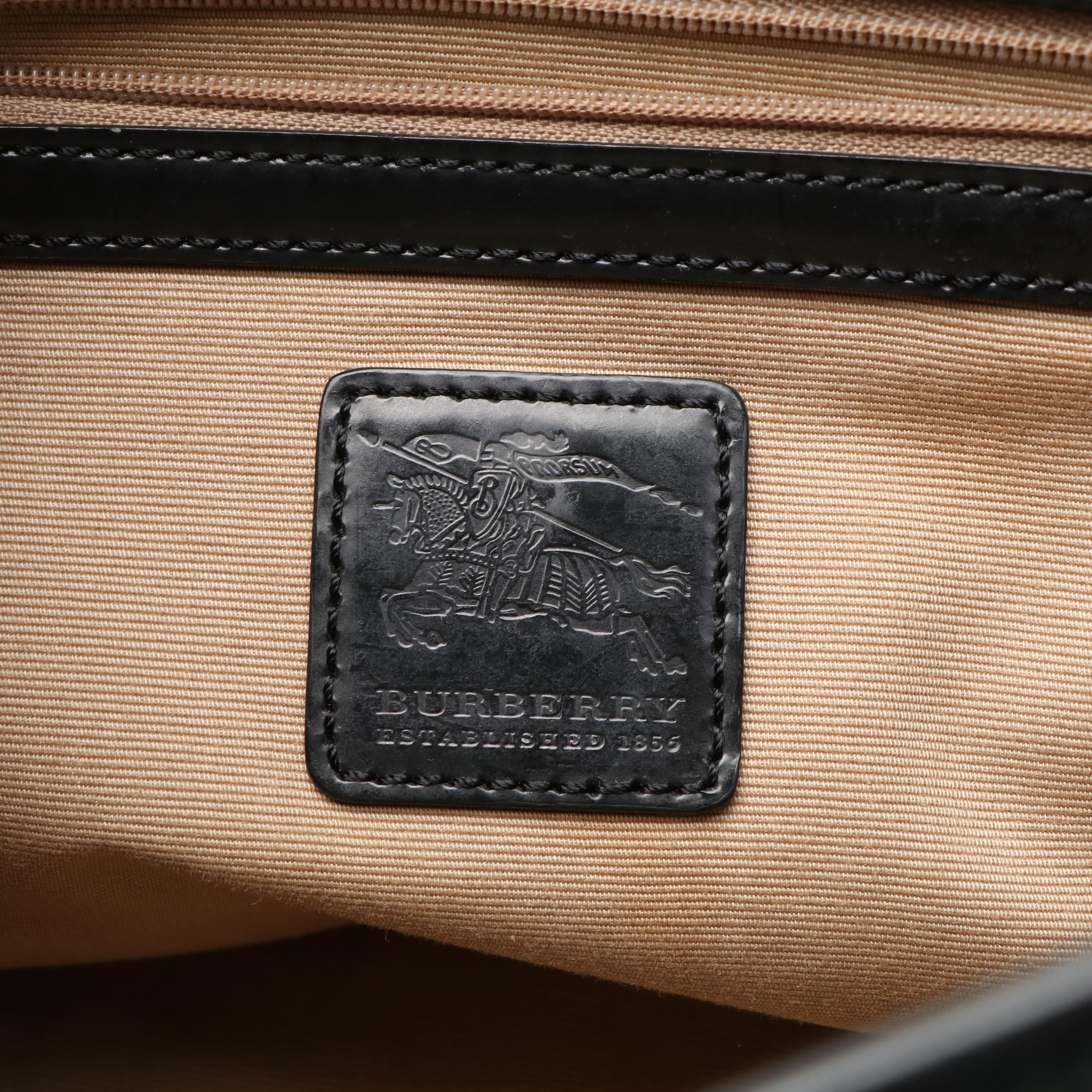 Burberry Regent  Shoulder Bag in Nova Check Coated Canvas  and Patent Leather