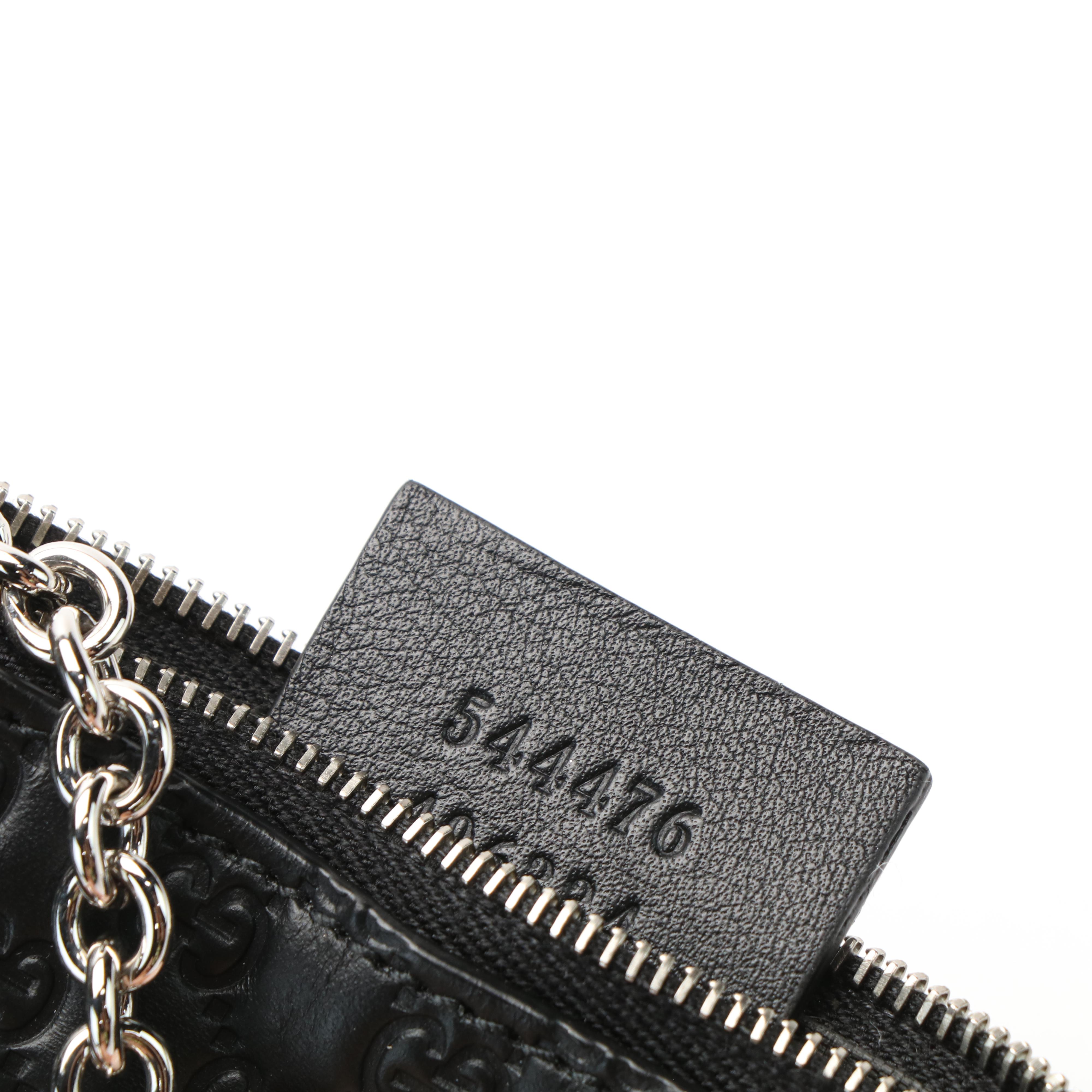 Gucci GG Black Leather Key Ring Coin Case