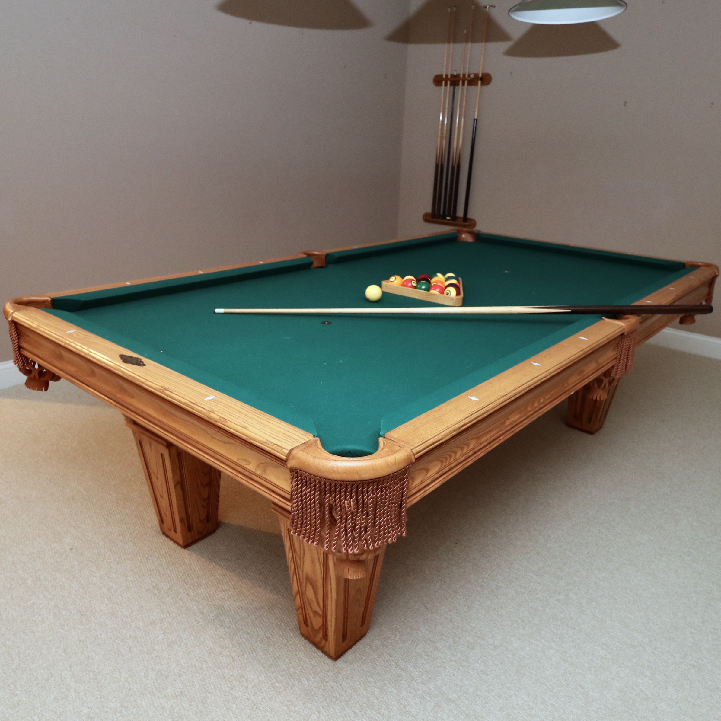 Brunswick "Brookstone II" Oak Pool Table and Accessories