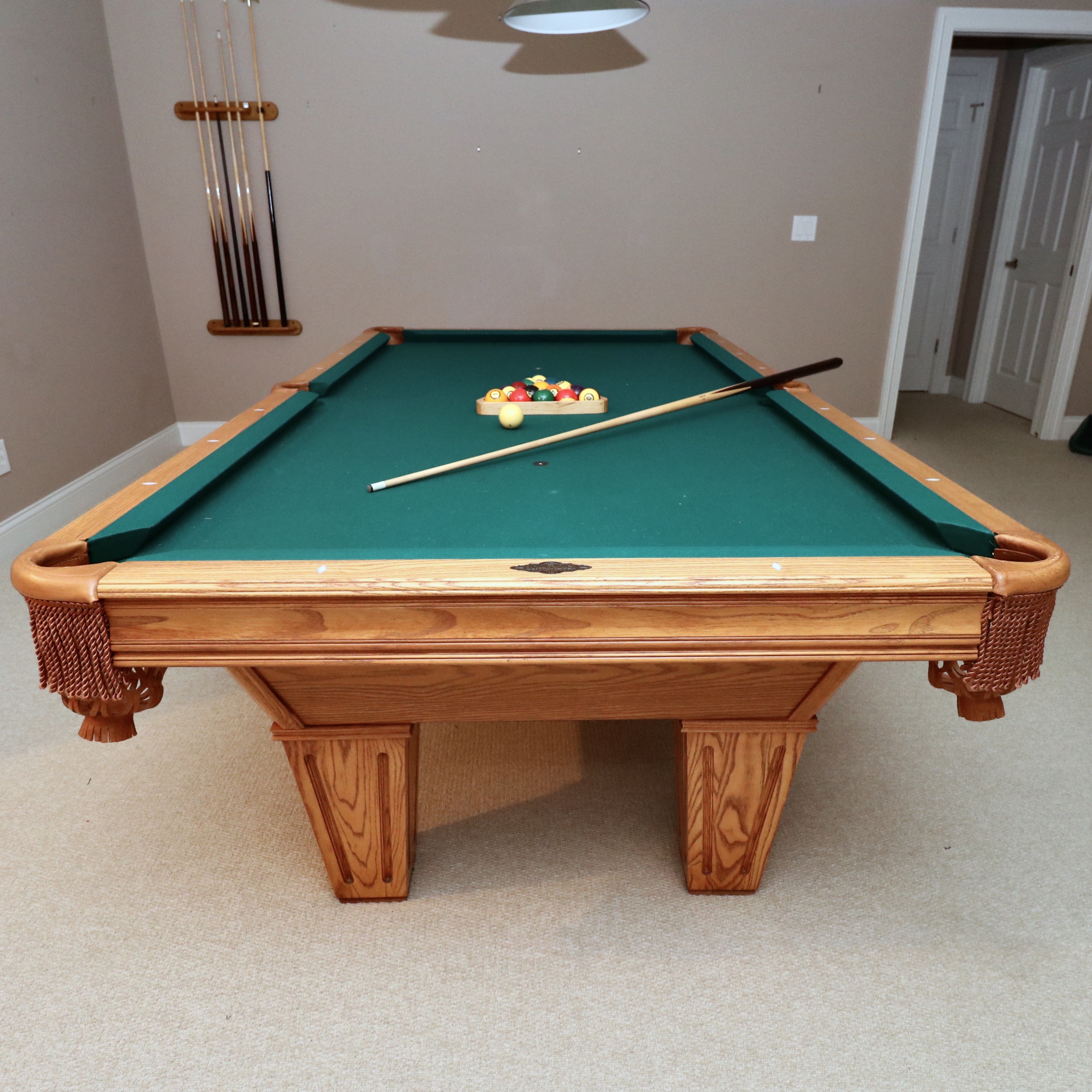 Brunswick "Brookstone II" Oak Pool Table and Accessories
