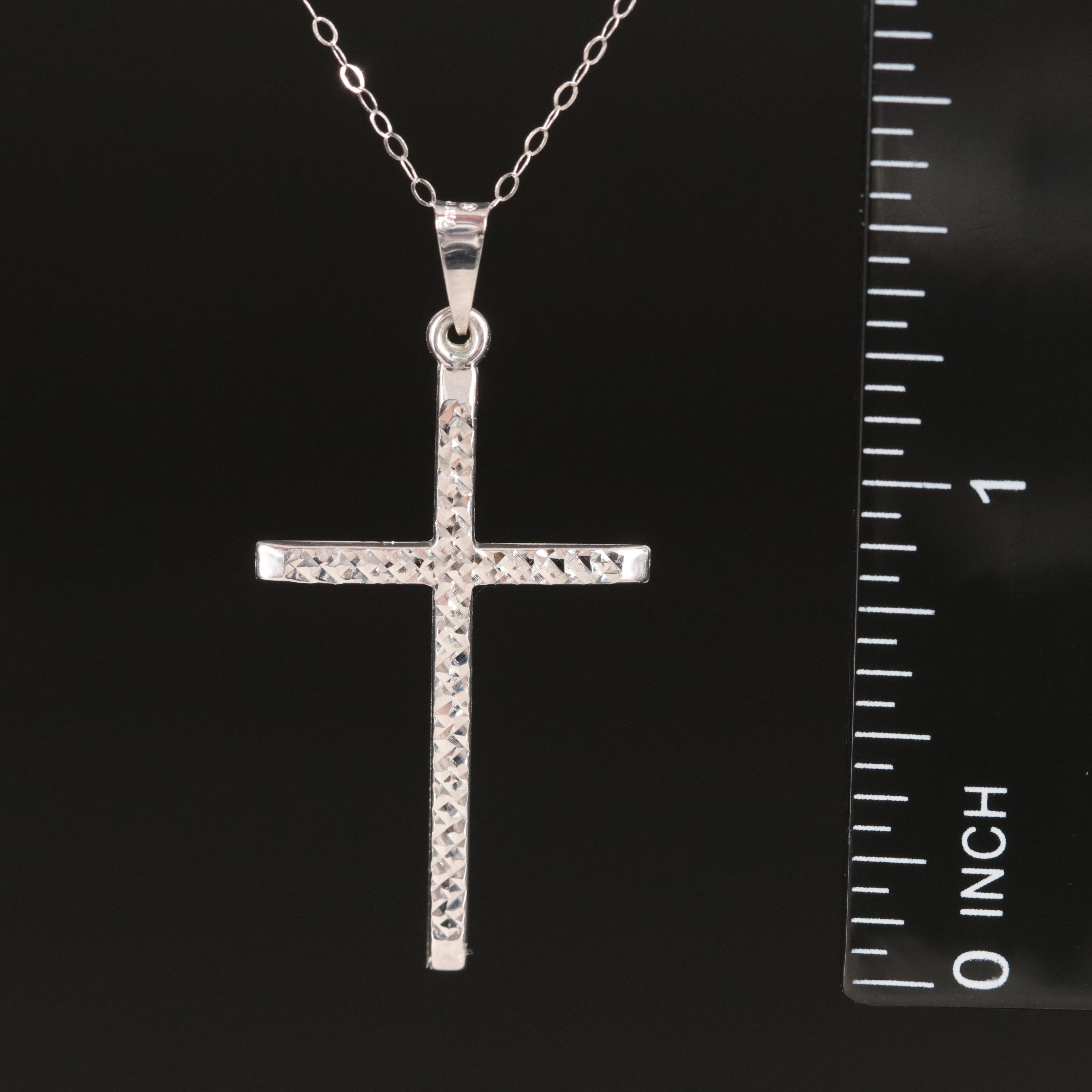 14K Diamond Cut Cross Pendant Necklace