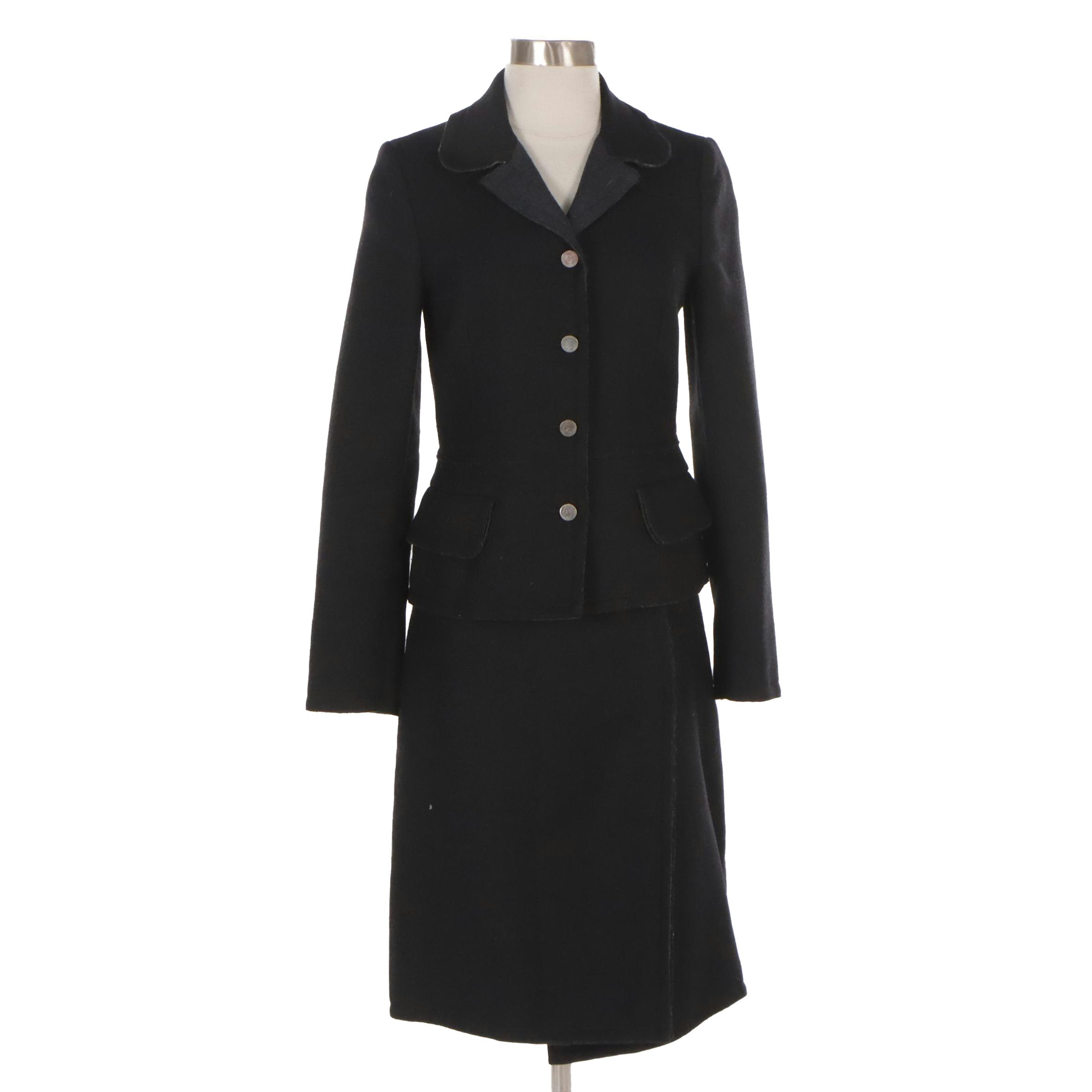 Prada Black Two-Piece Button-Front Jacket and Skirt Set