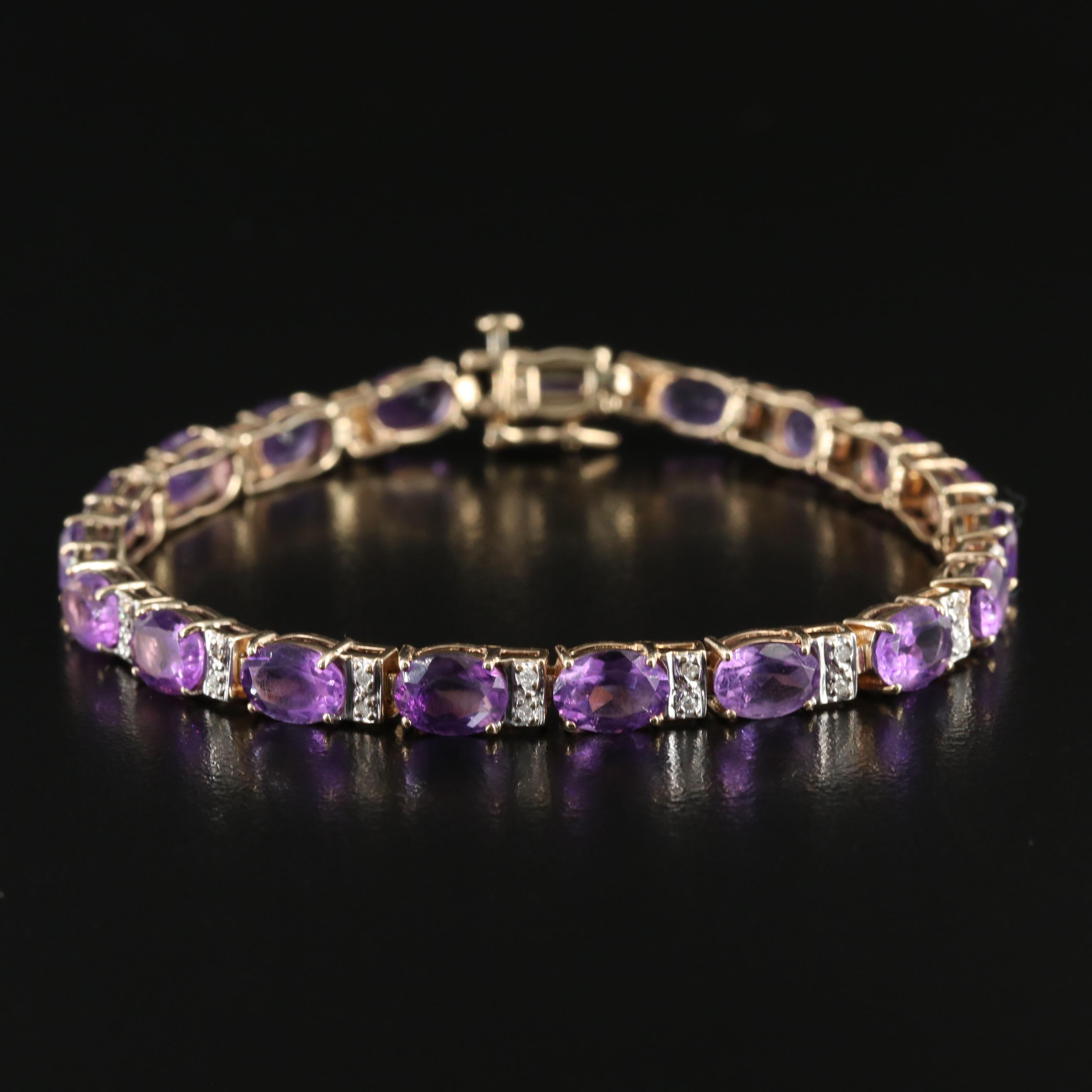 10K Amethyst and Diamond Bracelet