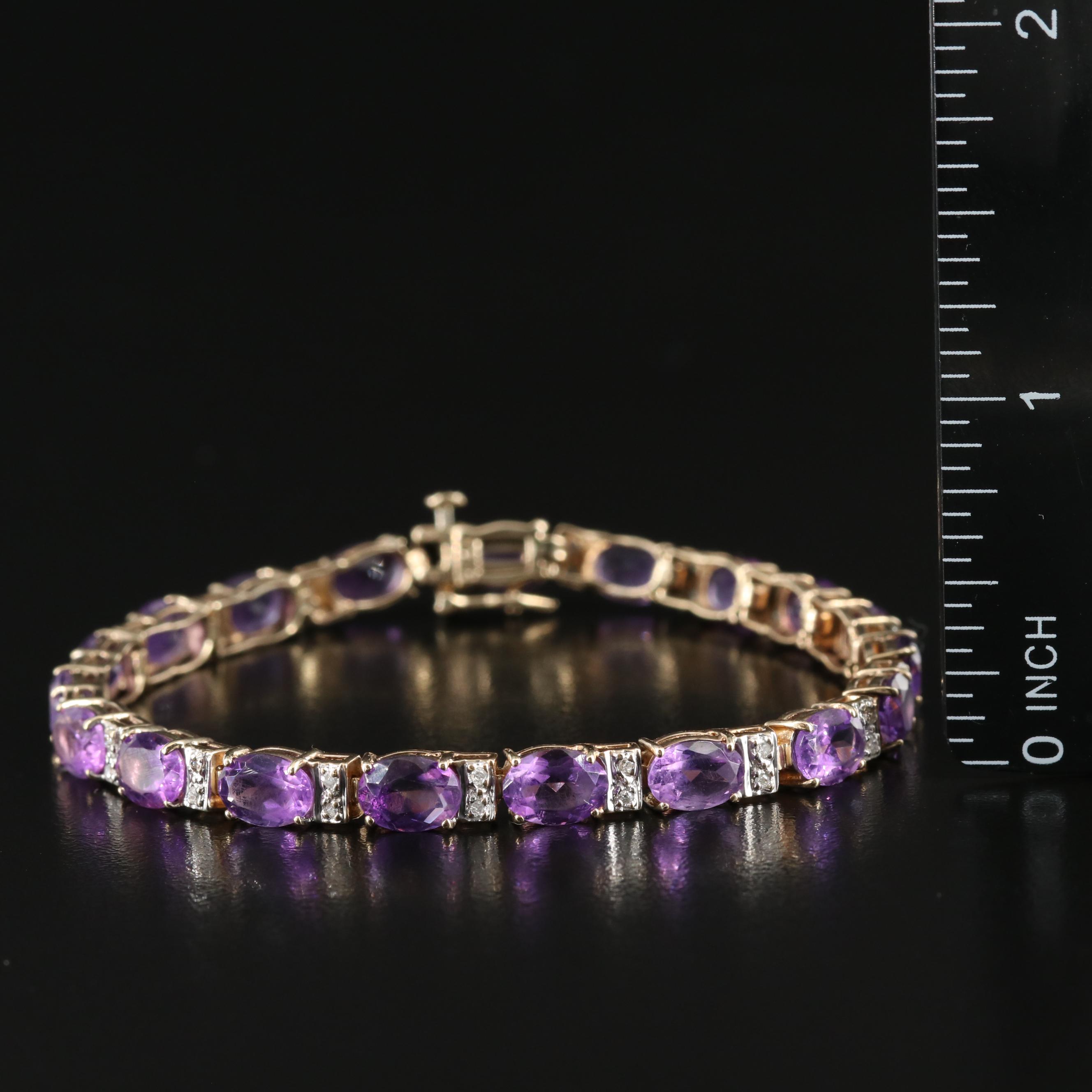 10K Amethyst and Diamond Bracelet