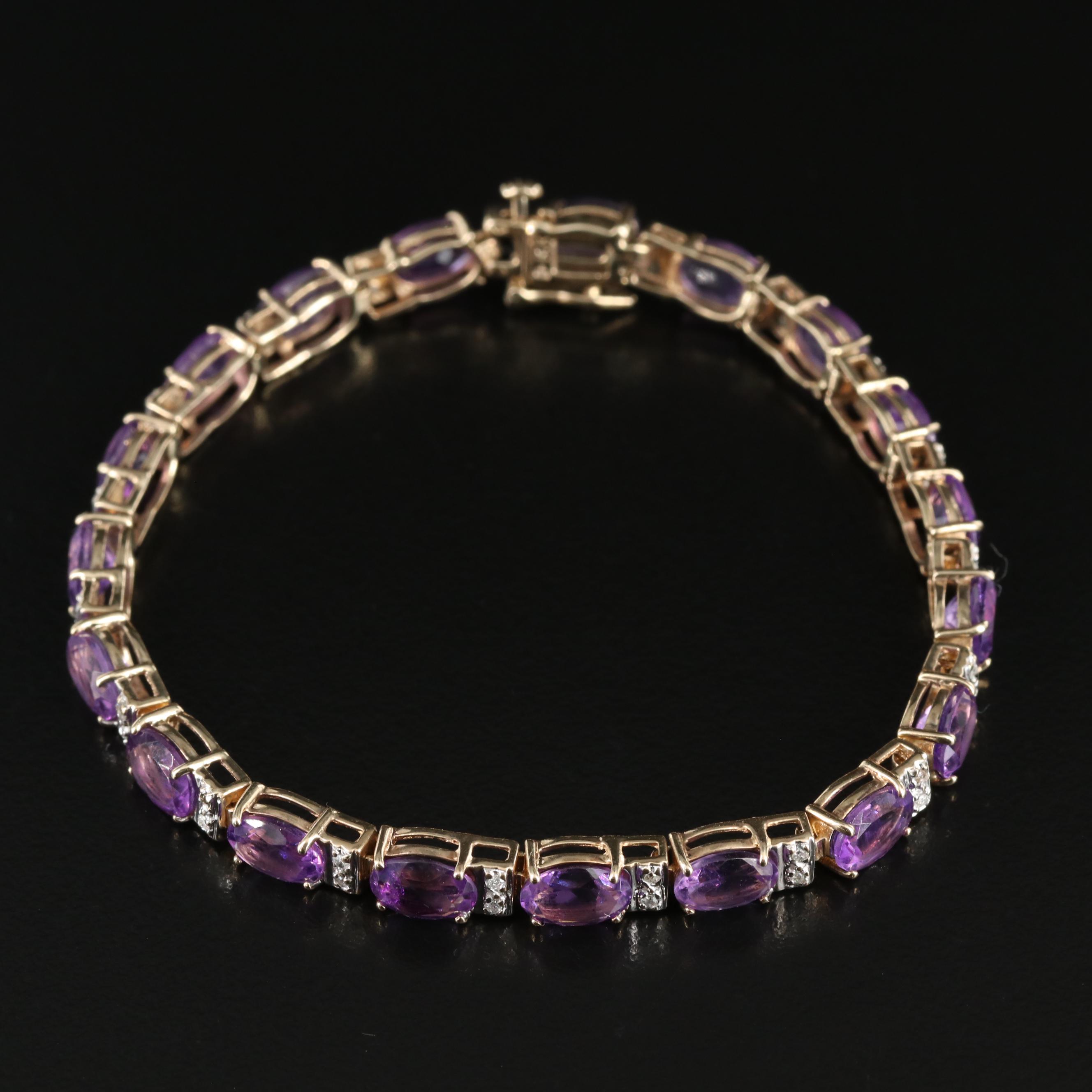 10K Amethyst and Diamond Bracelet