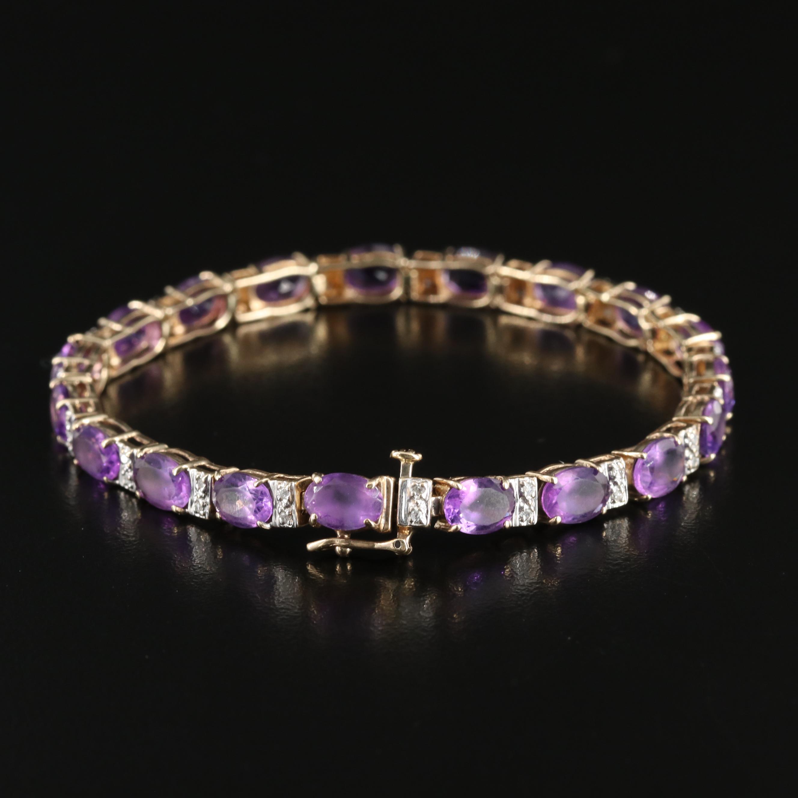 10K Amethyst and Diamond Bracelet
