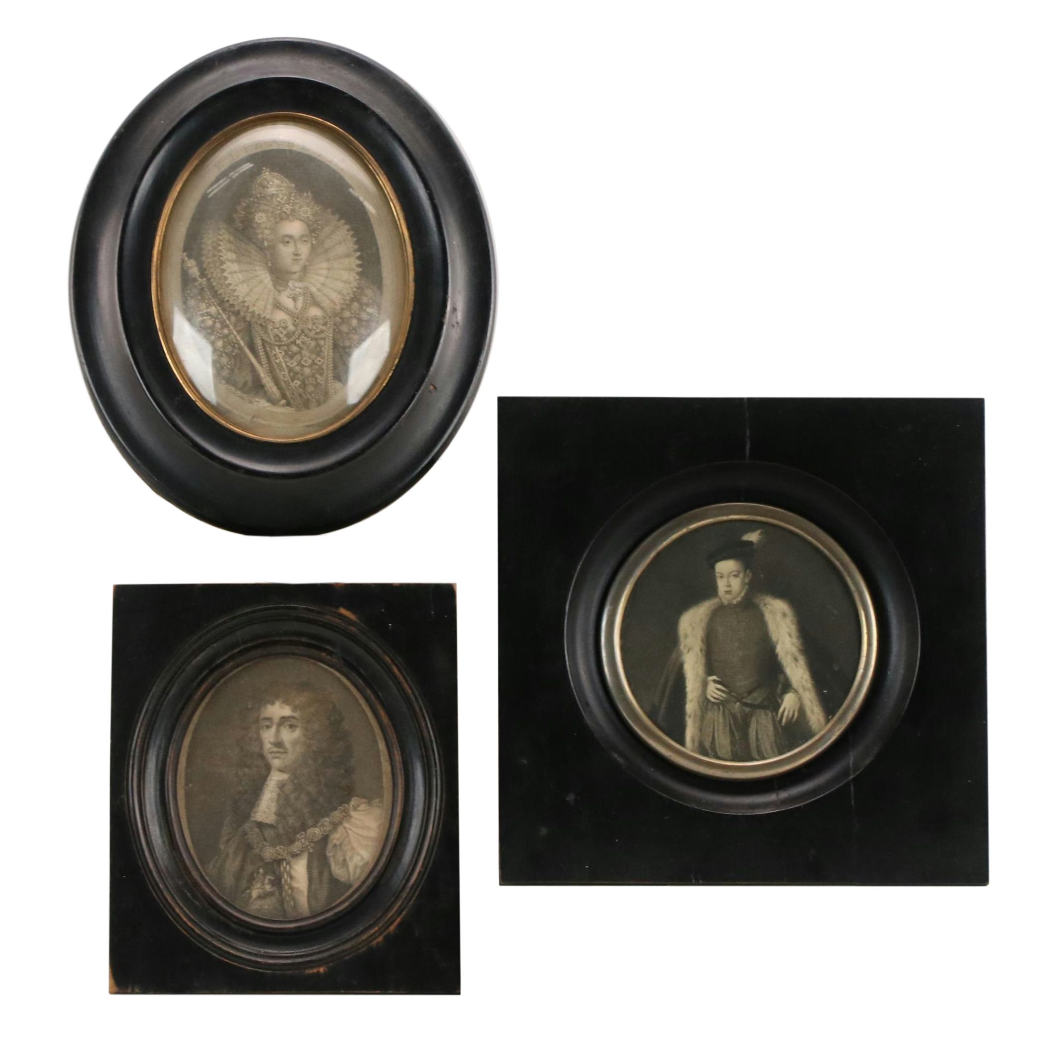 Engraving Portraits of Nobility, Including Queen Elizabeth I, 19th Century