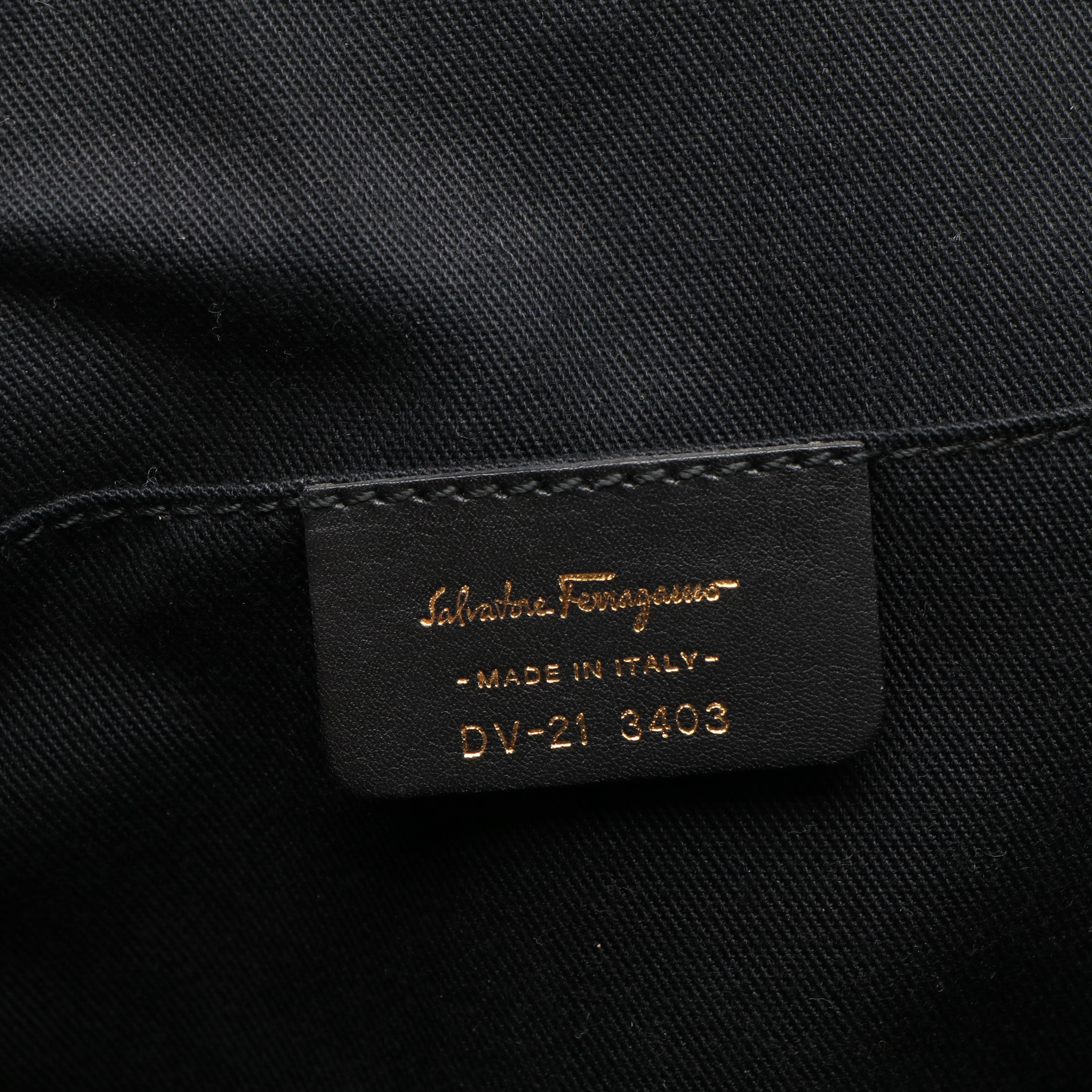 Salvatore Ferragamo Top Handle Gancini Black Wicker Kelly Bag