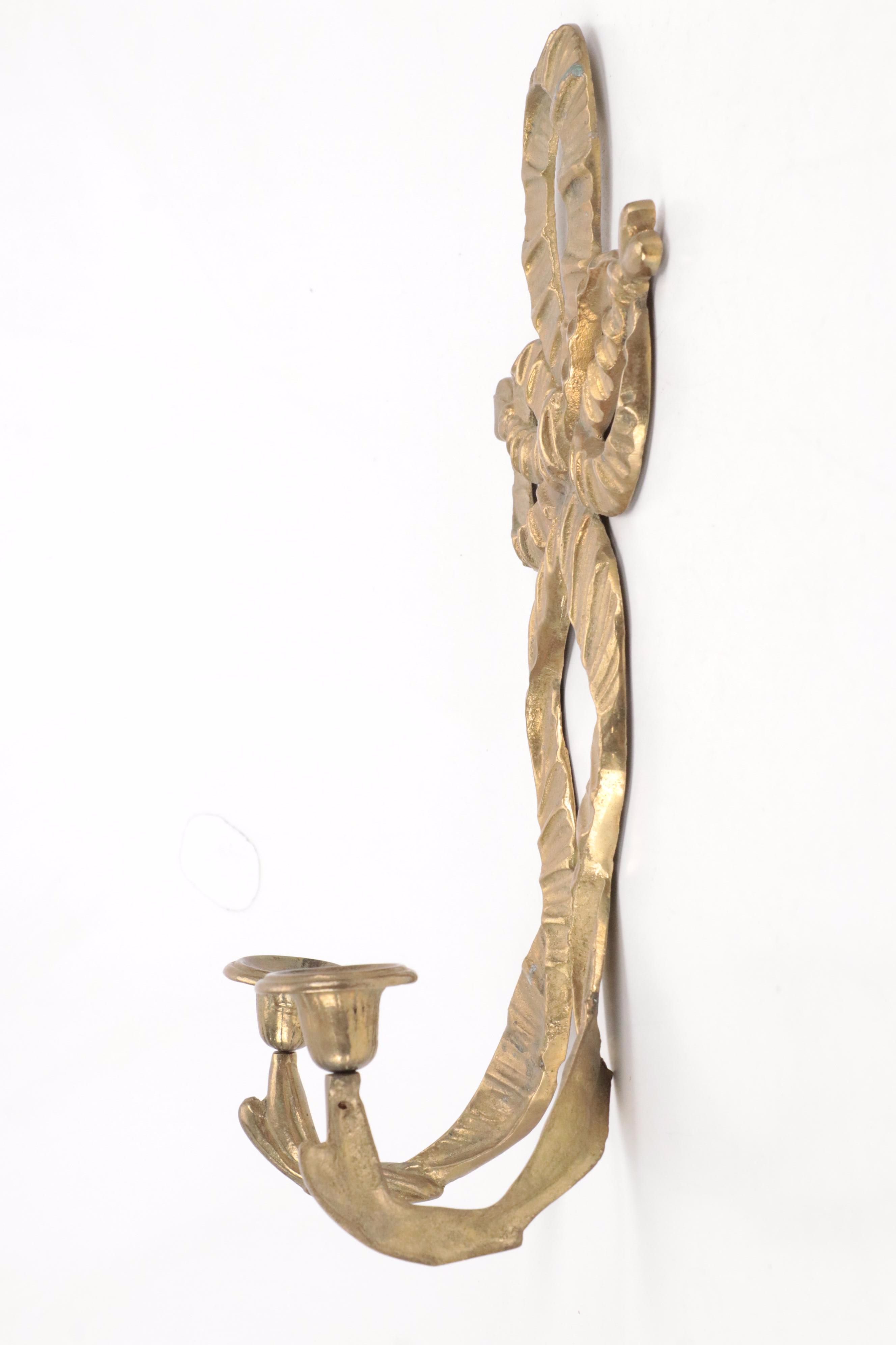 Regency Style Gilt Metal Bow Candle Wall Sconces