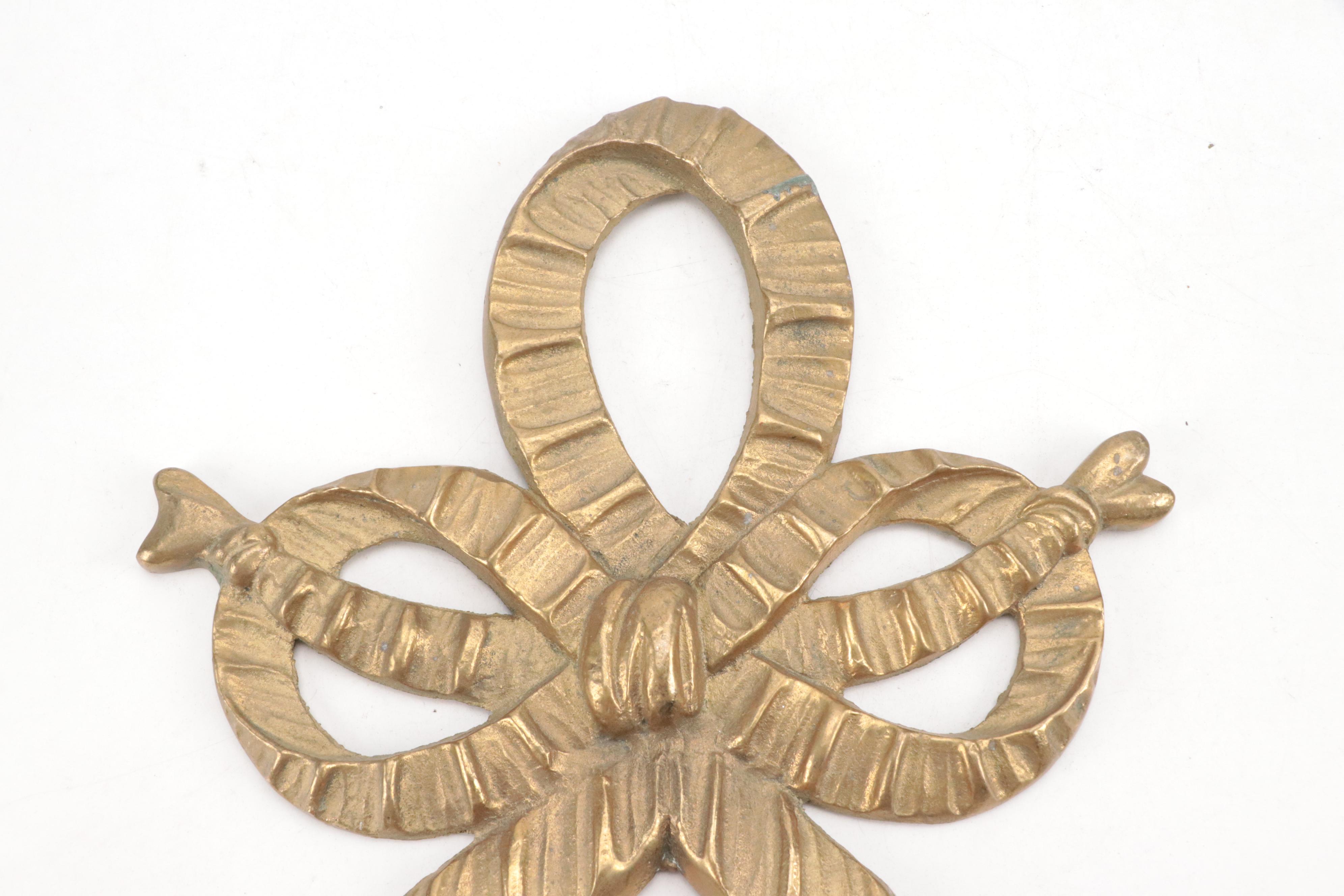 Regency Style Gilt Metal Bow Candle Wall Sconces