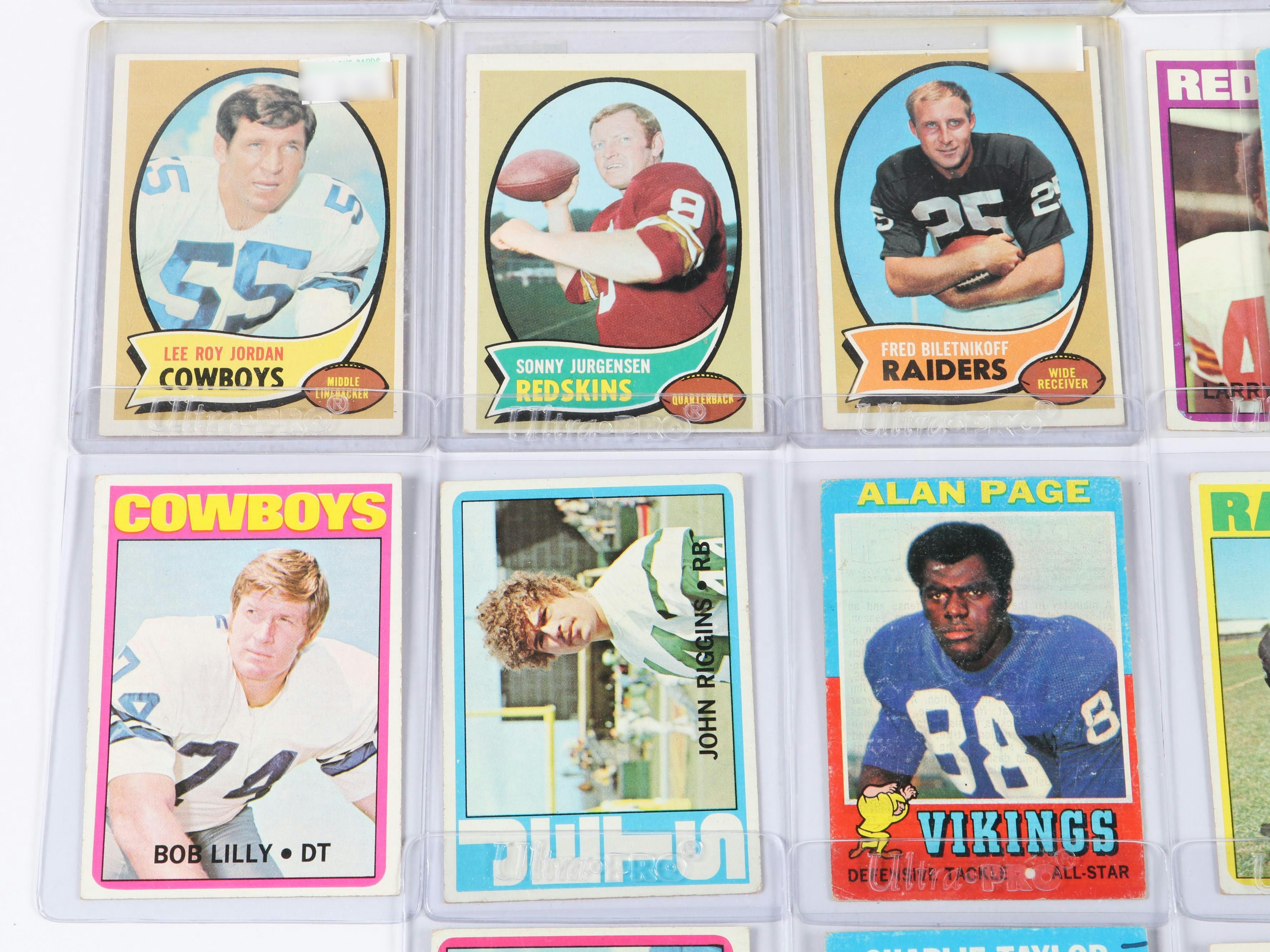 Topps Football Cards Featuring Bob Lilly and More, 1970s