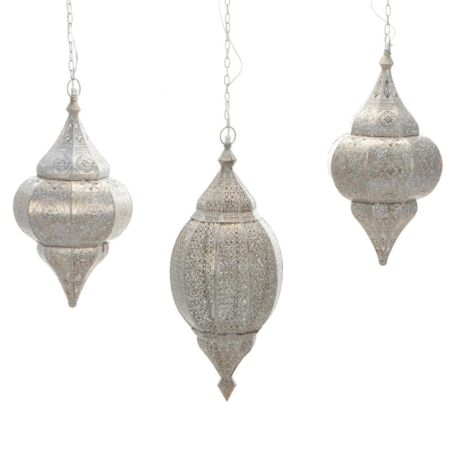 Arhaus "Marrakesh" Pierced Distressed Finish Metal Pendants Lights