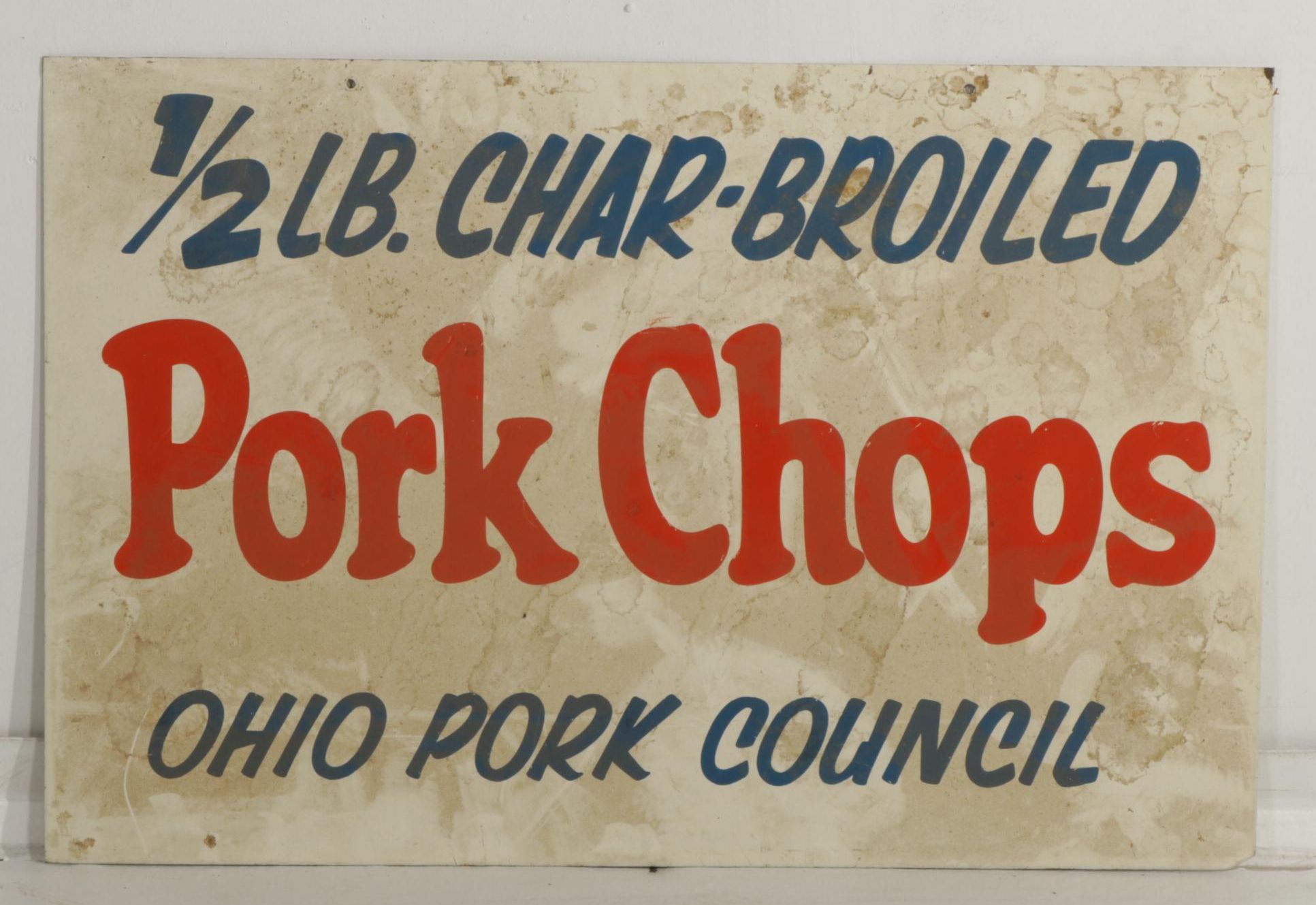 Ohio Pork Council "Pork Chops" Metal Sign