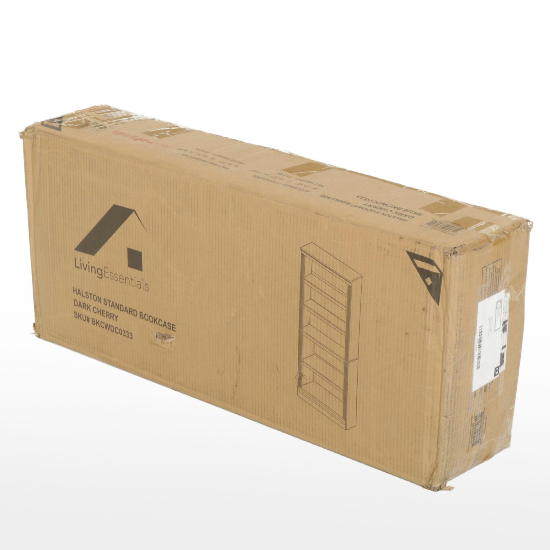 Living Essentials Halston Standard Bookcase in Dark Cherry Finish