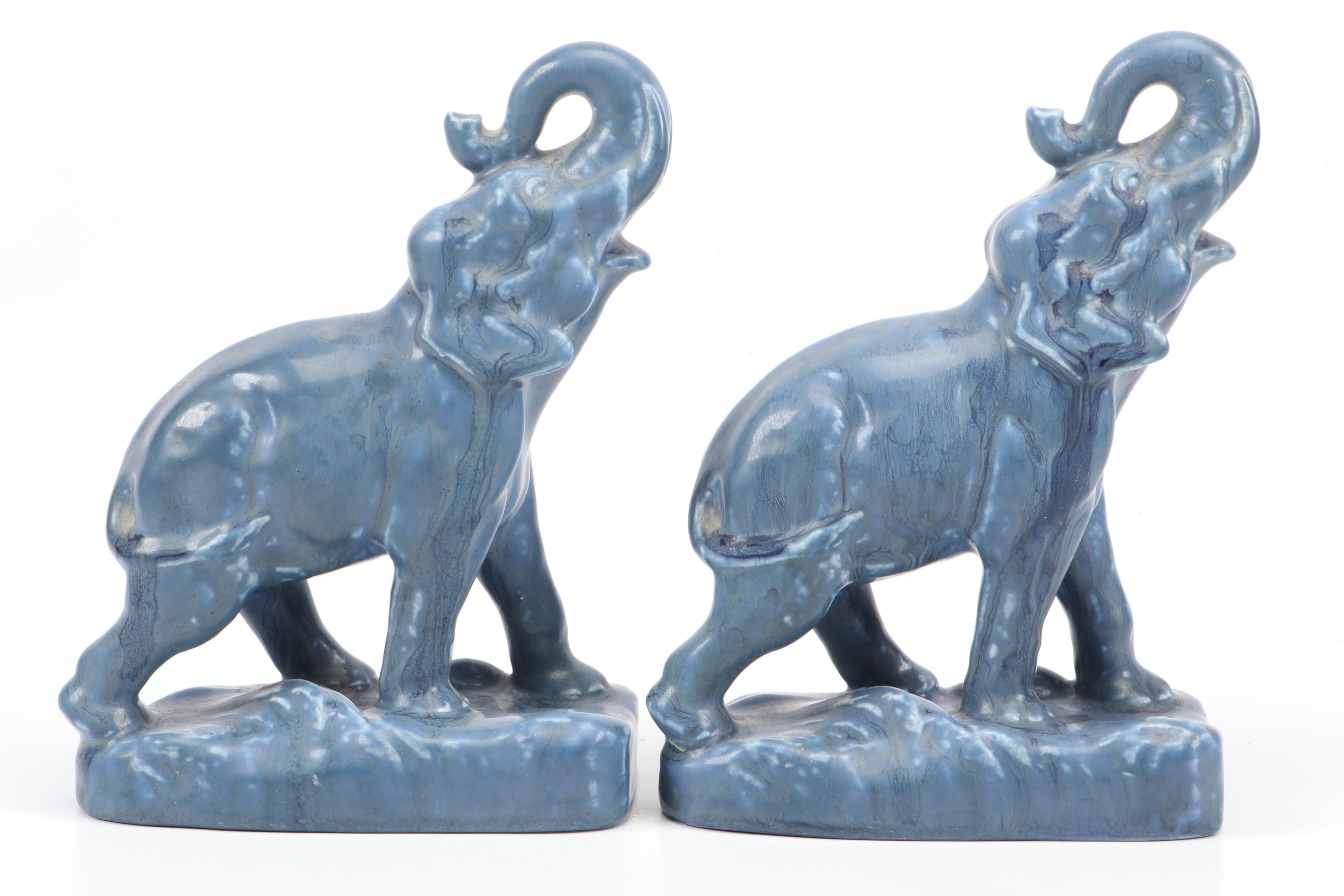 William Purcell McDonald for Rookwood Pottery Elephant Bookends, 1929