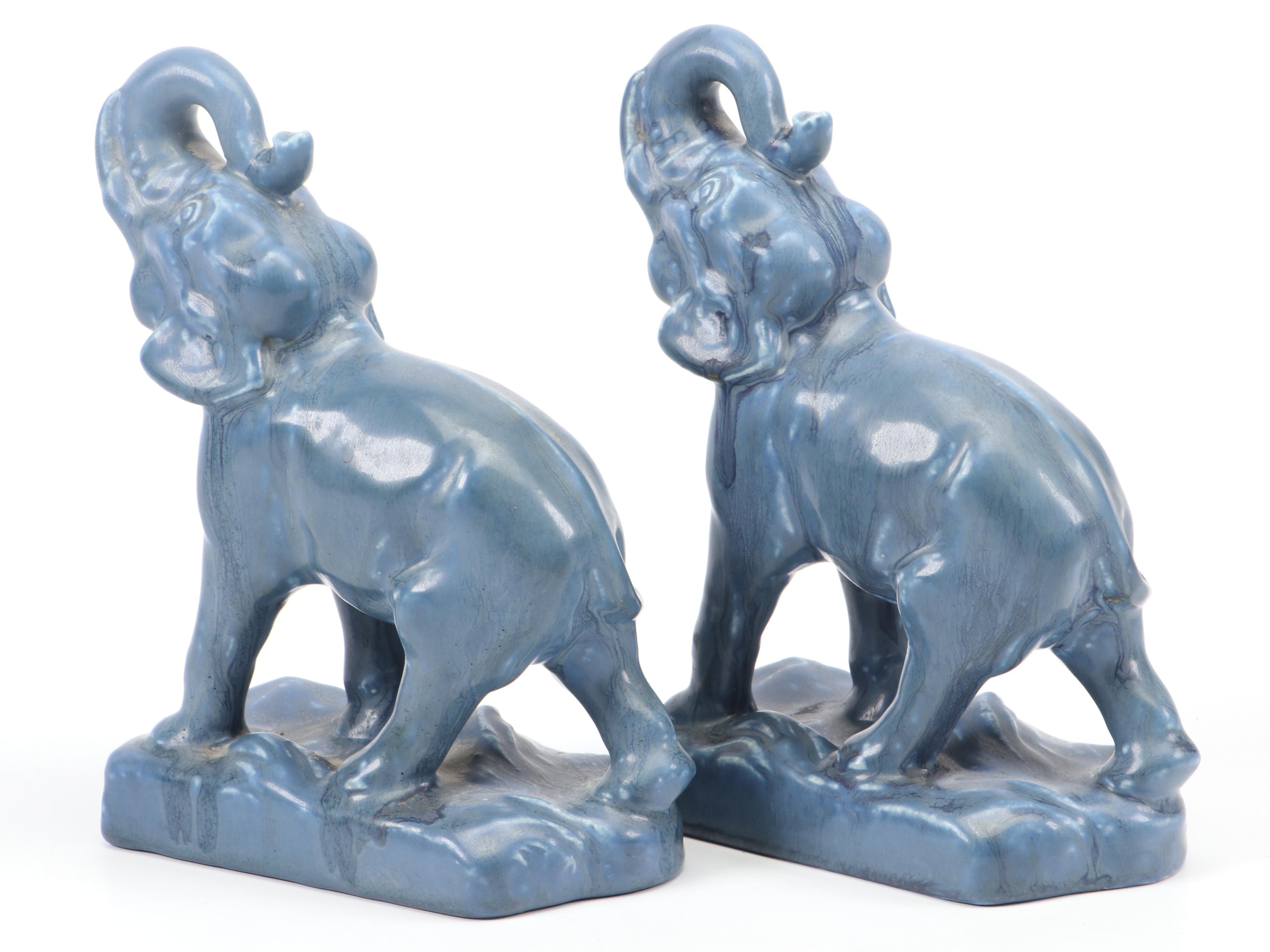 William Purcell McDonald for Rookwood Pottery Elephant Bookends, 1929