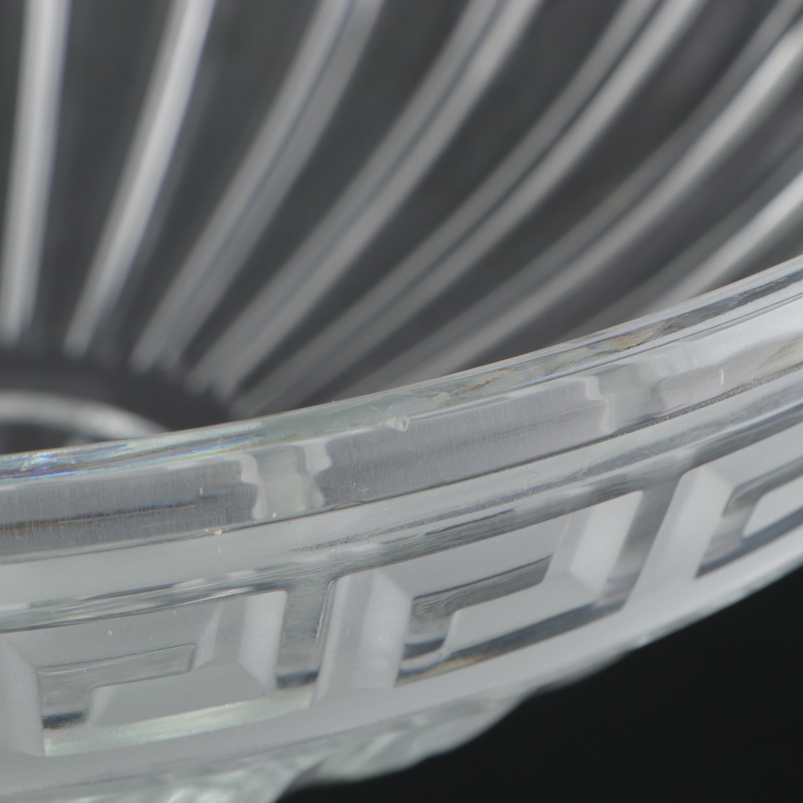 Greek Key Pattern Pressed Glass Compote with Mirrored Plateau