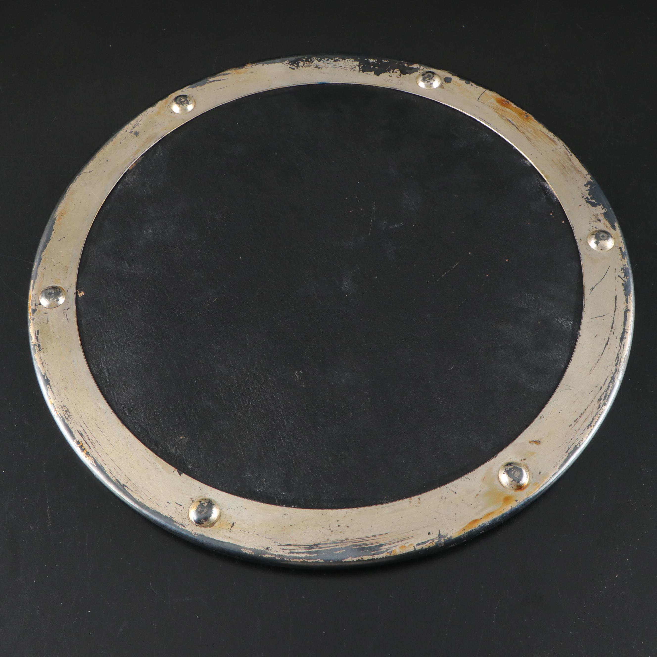 Greek Key Pattern Pressed Glass Compote with Mirrored Plateau