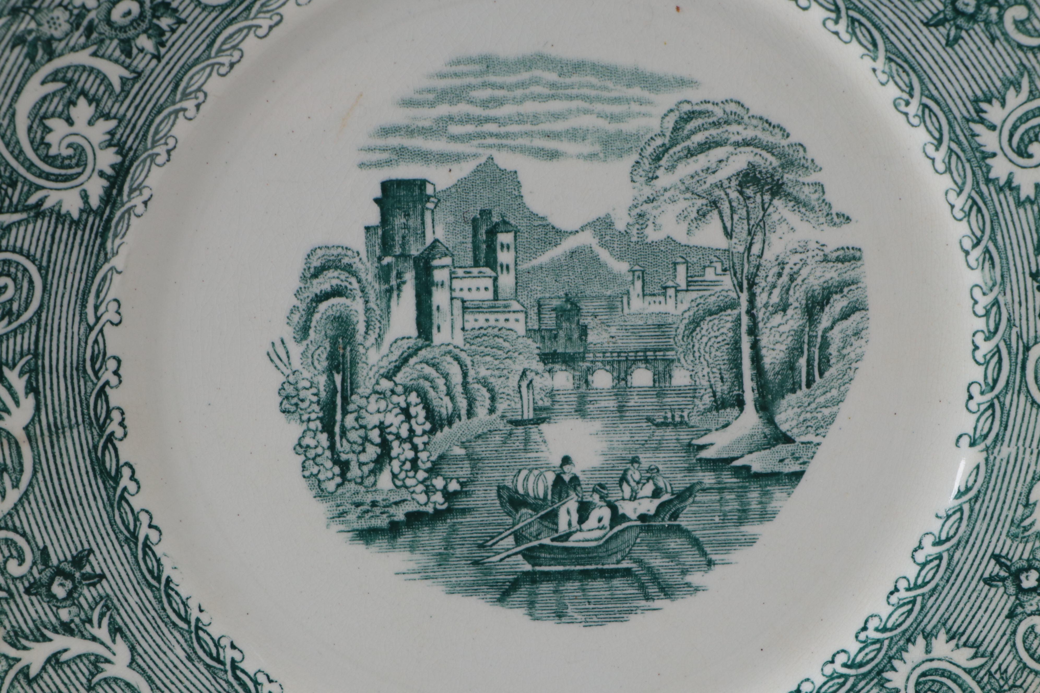 English "Rhine" Plate with Mulberry Transferware Tableware, 19th Century