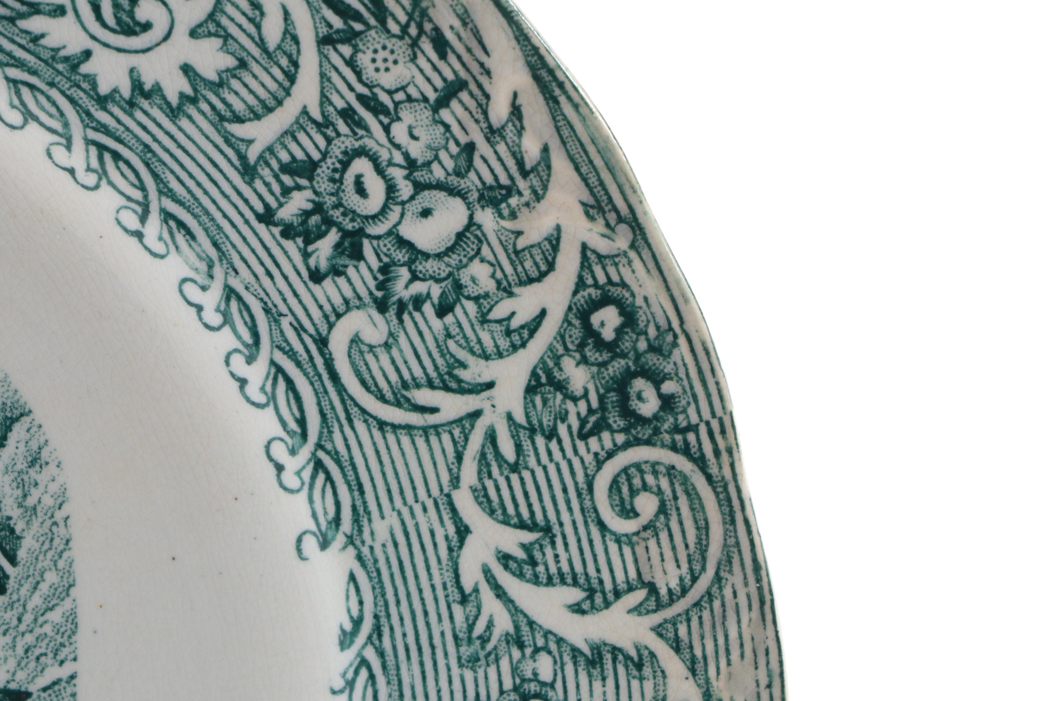 English "Rhine" Plate with Mulberry Transferware Tableware, 19th Century