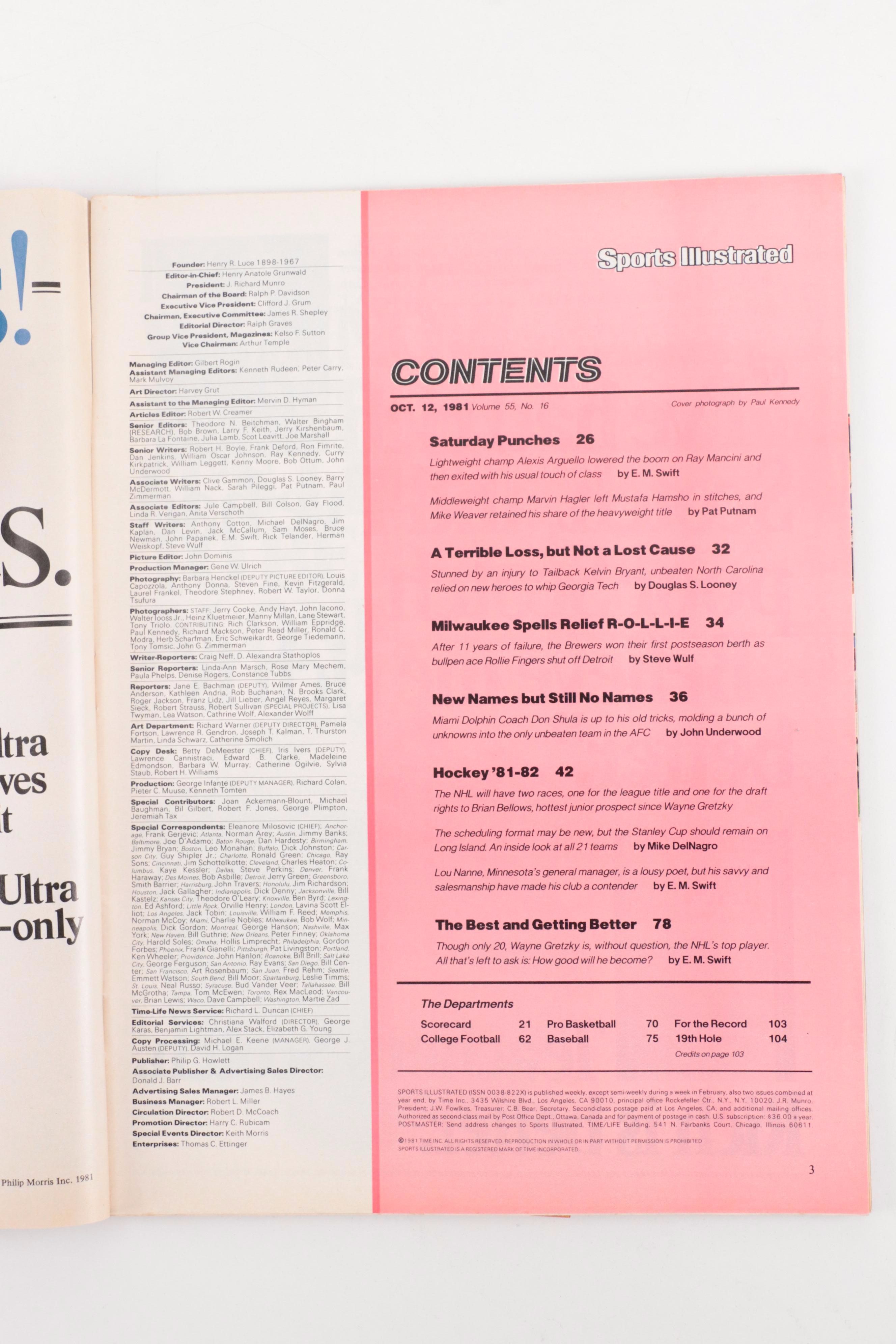 Wayne Gretzky First "Sports Illustrated" and "Beckett Hockey" Magazines