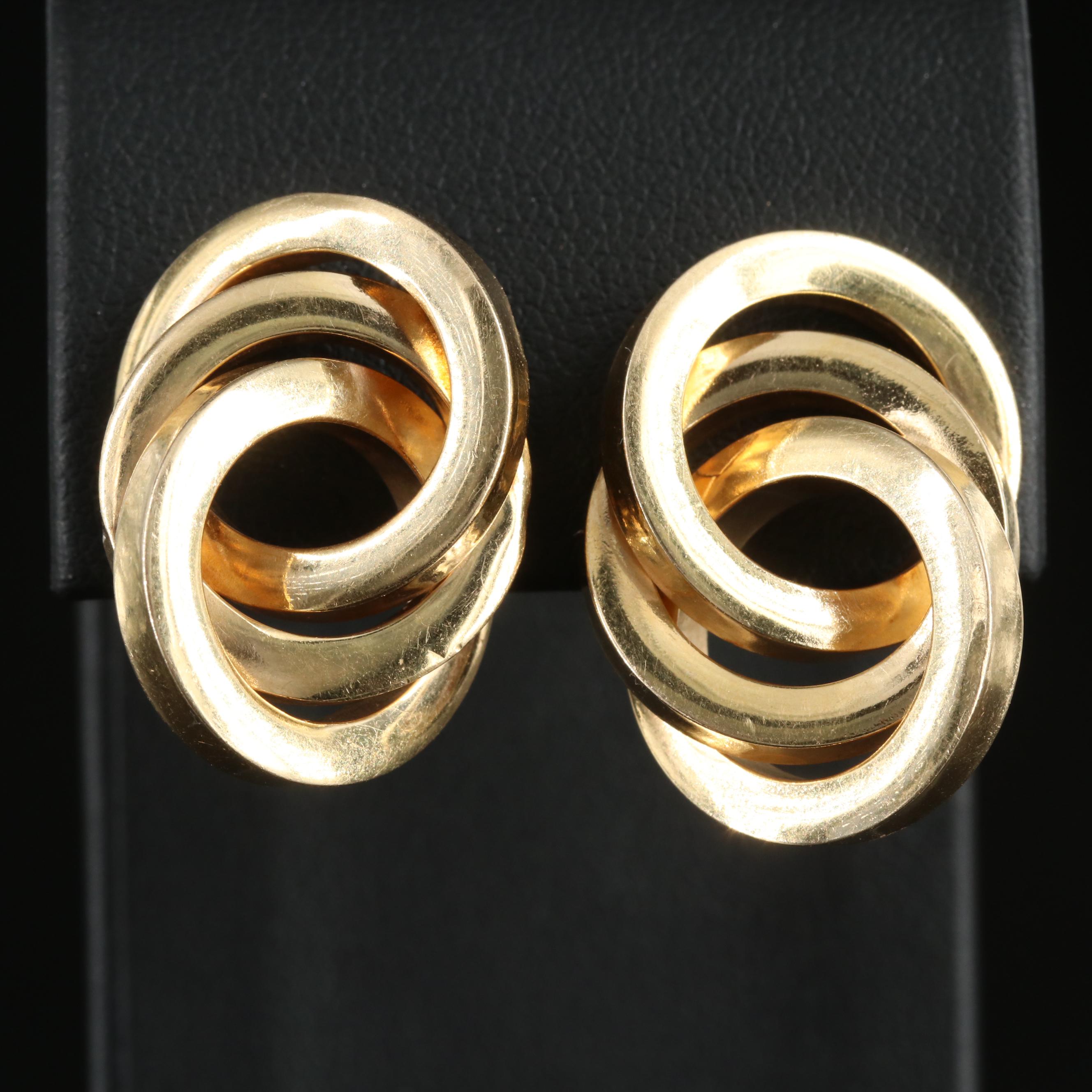 14K Triple Circle Earrings