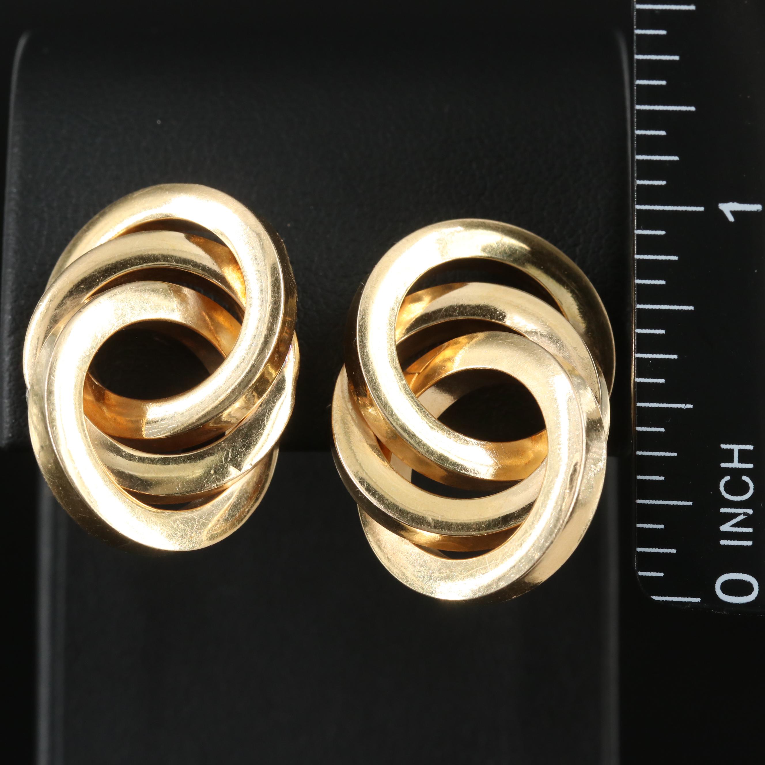 14K Triple Circle Earrings