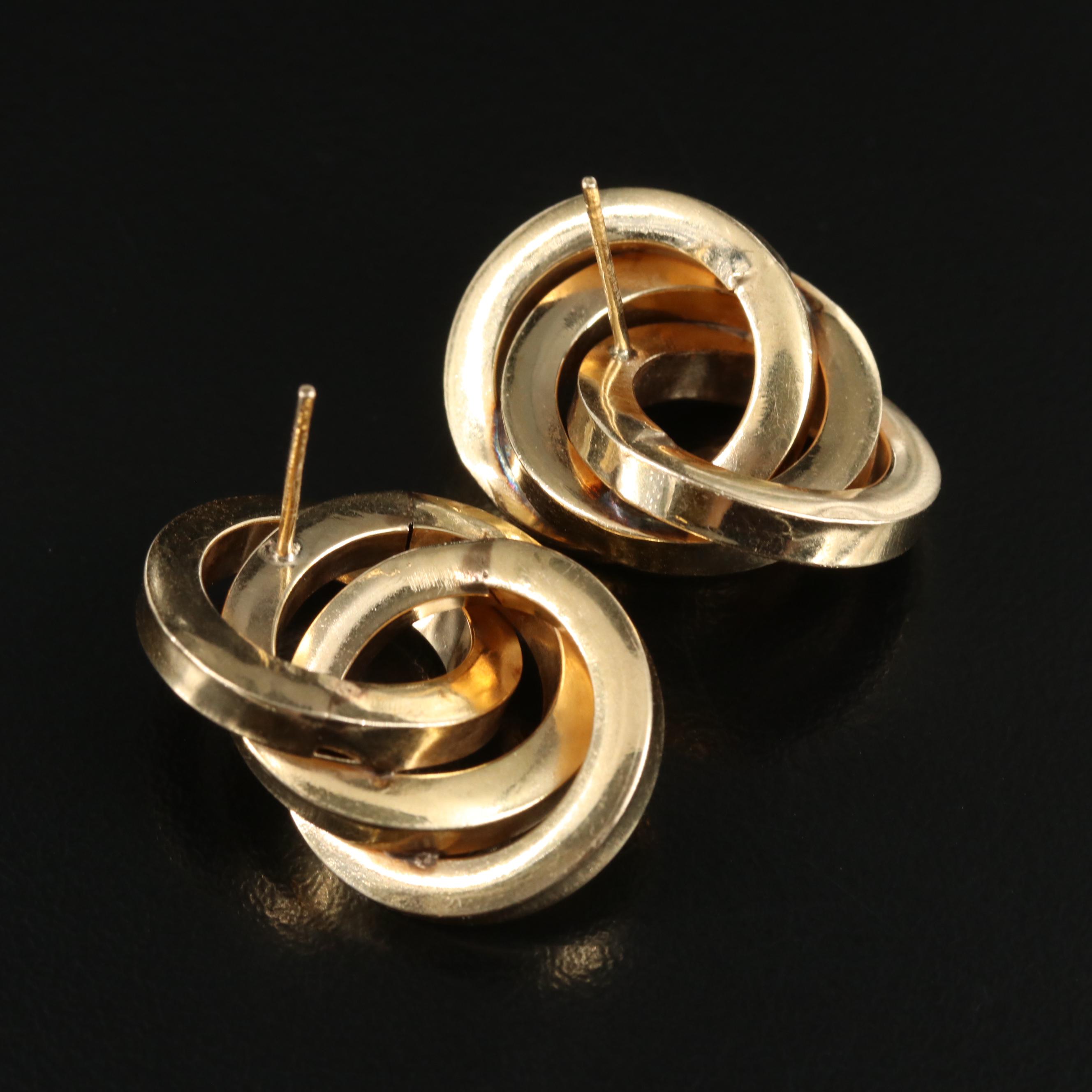 14K Triple Circle Earrings