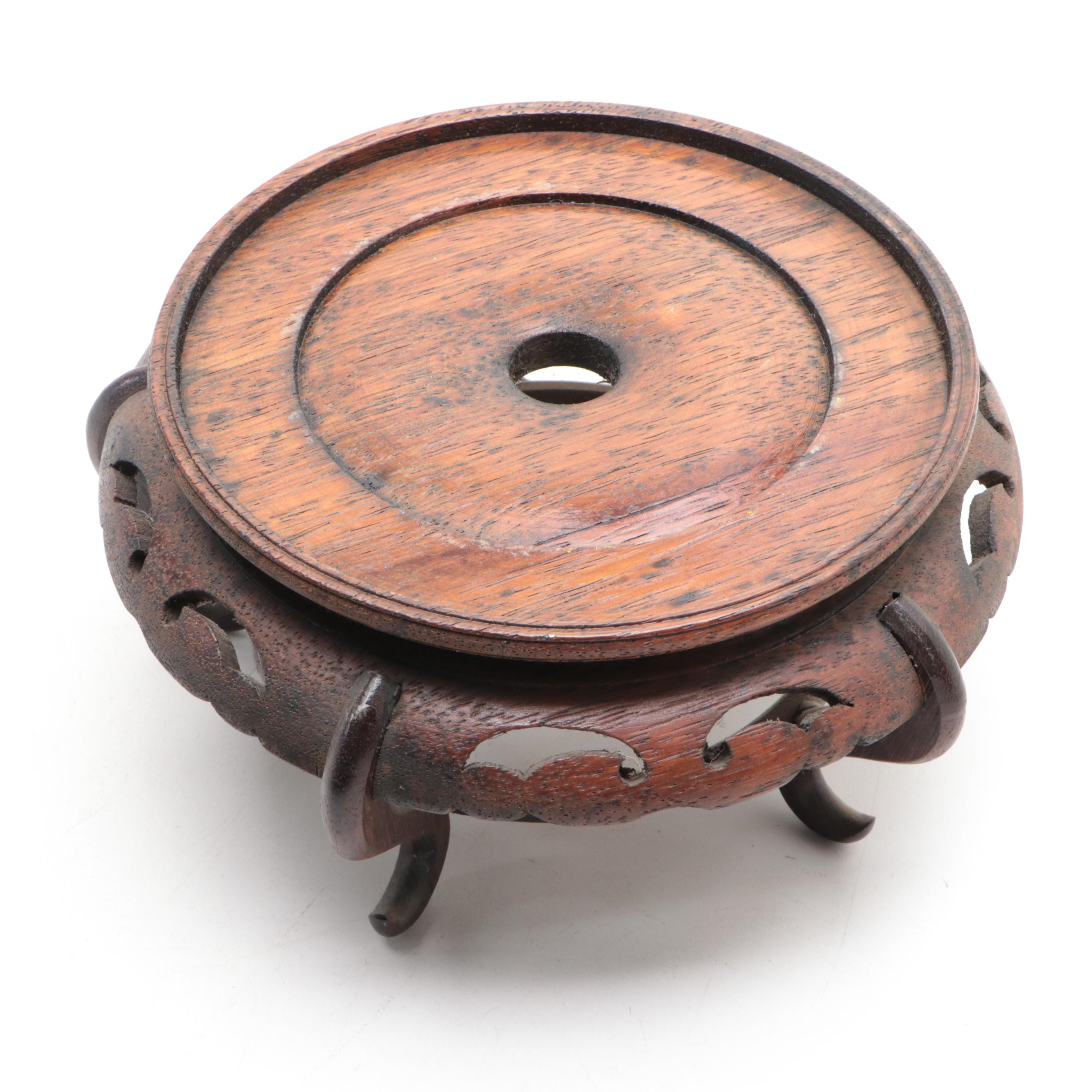 Fish Motif Ceramic Vase with Finished Wood Stand