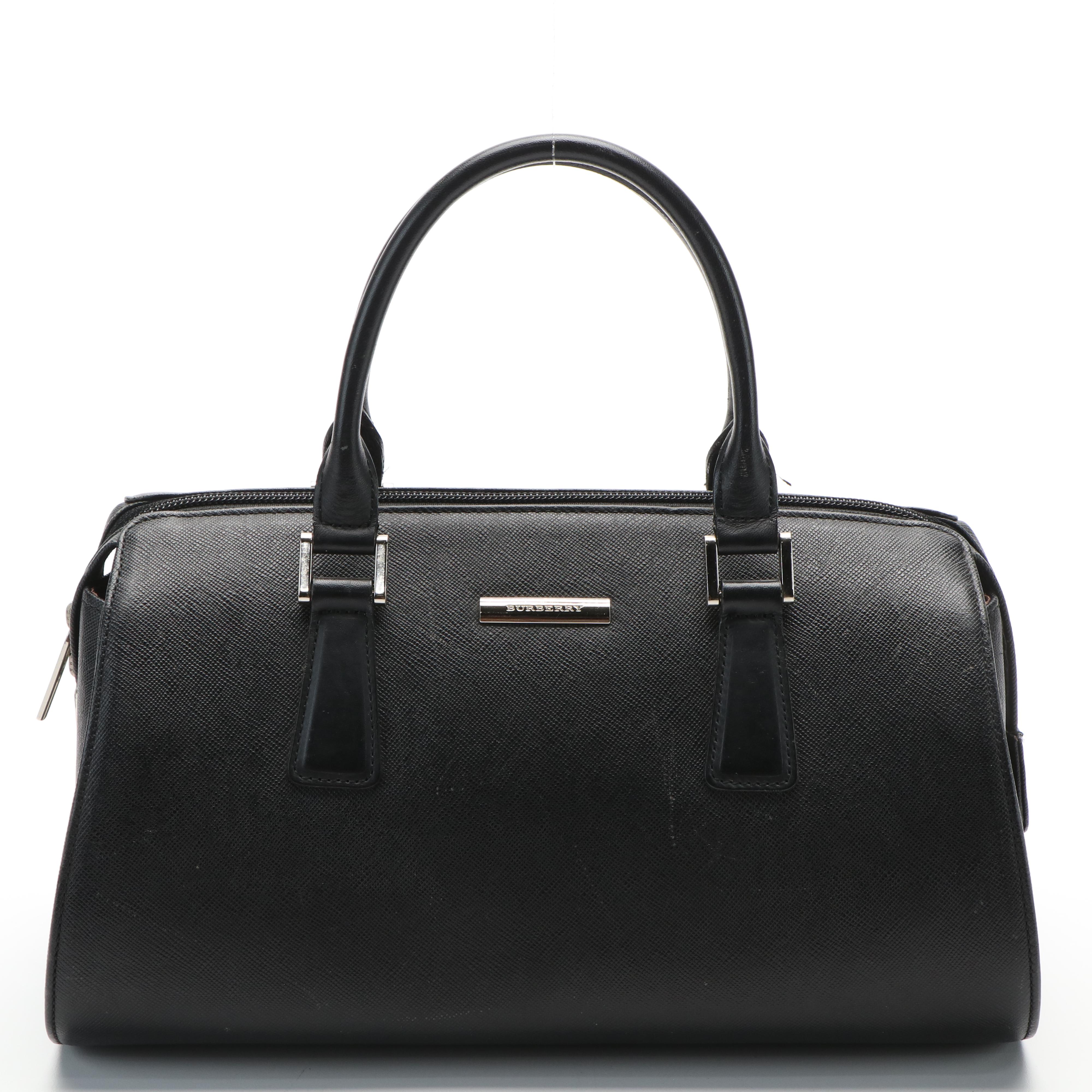 Burberry Mini Boston Bag in Black Saffiano Leather