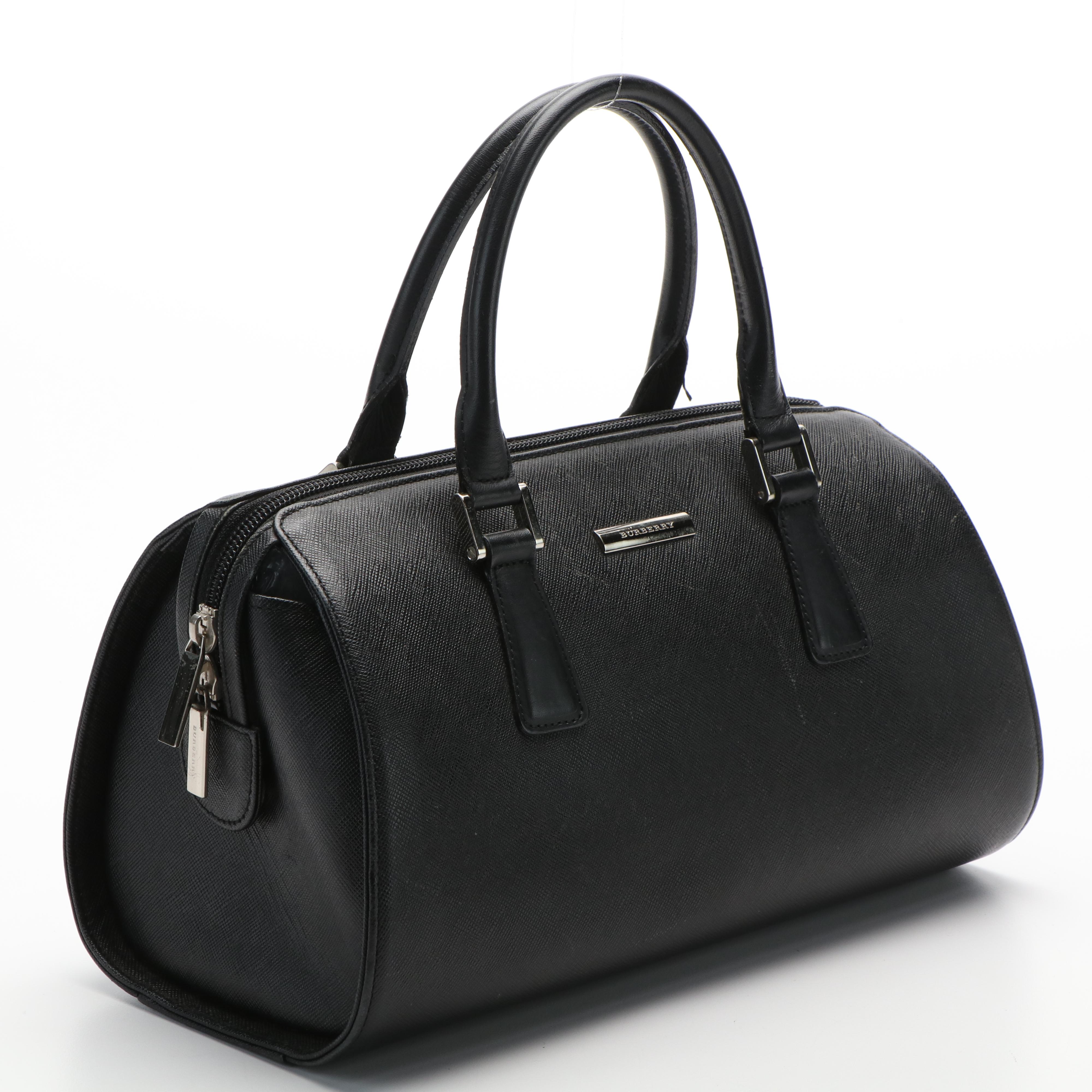 Burberry Mini Boston Bag in Black Saffiano Leather