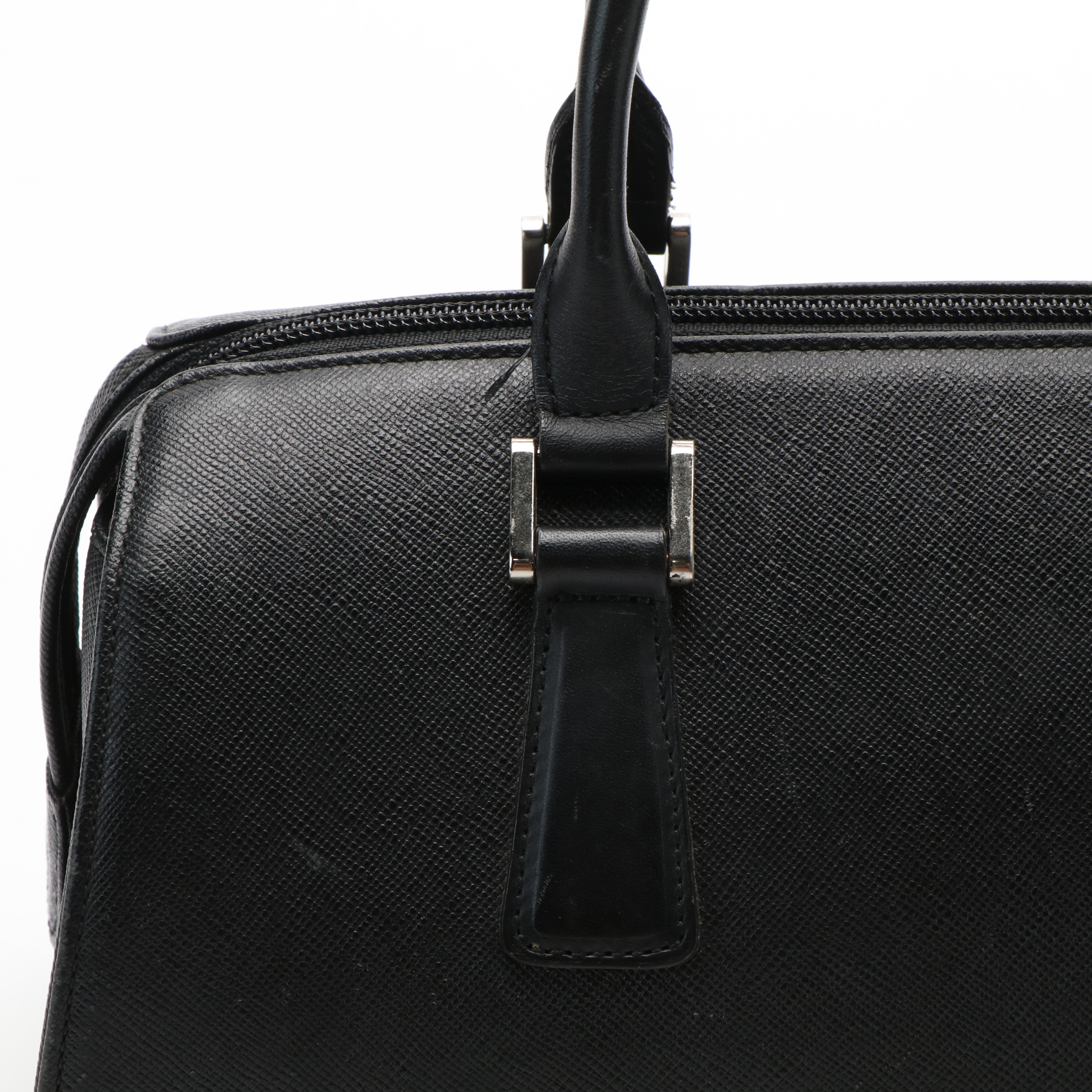 Burberry Mini Boston Bag in Black Saffiano Leather