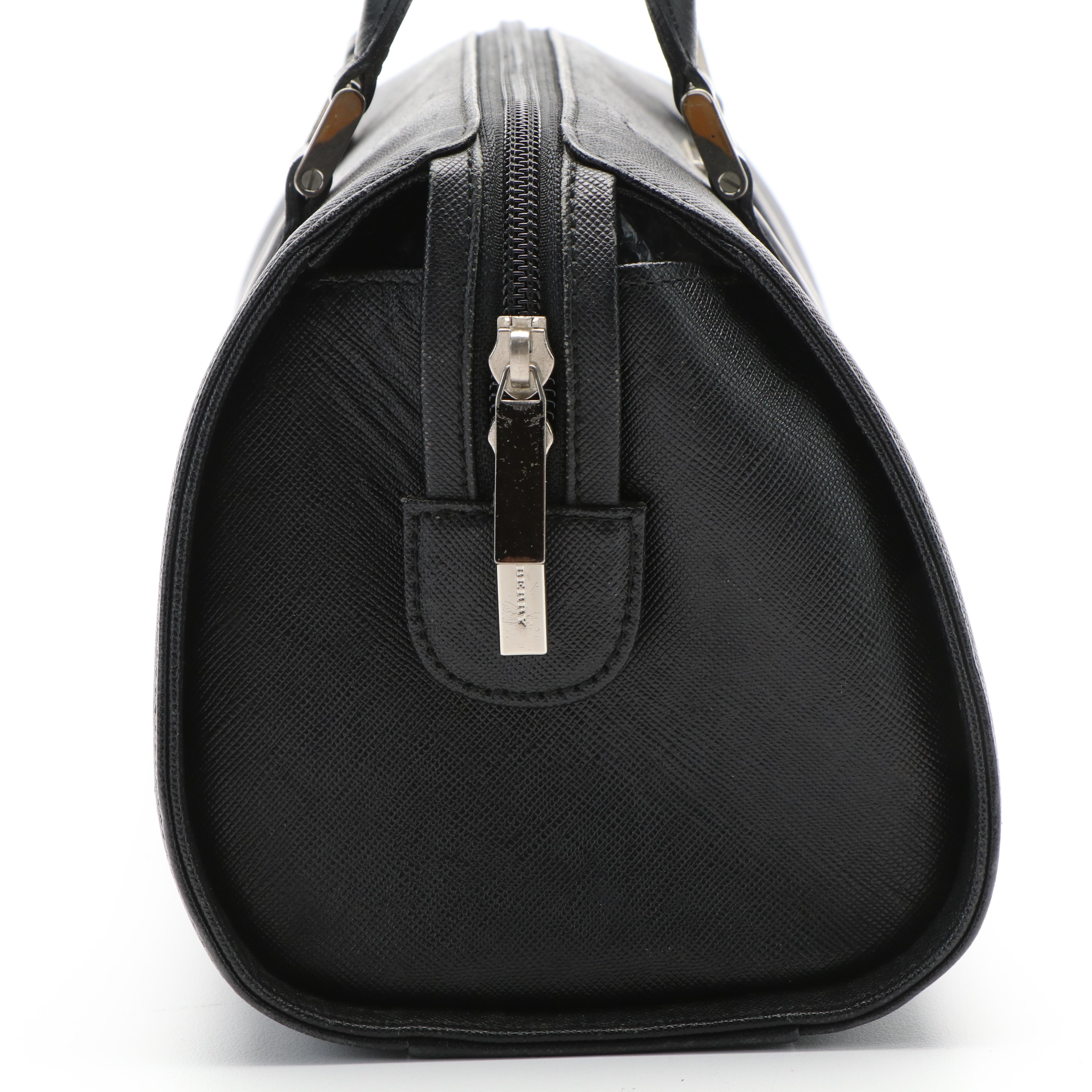 Burberry Mini Boston Bag in Black Saffiano Leather